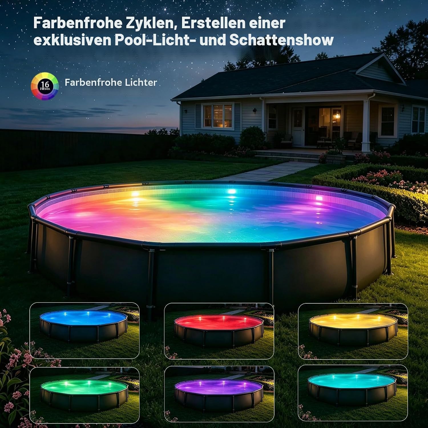 Thumbnail 2 de idyl light Unterwasser-Poolbeleuchtung, wiederaufladbar mit Fernbedienung (2 Stück, IP68)
