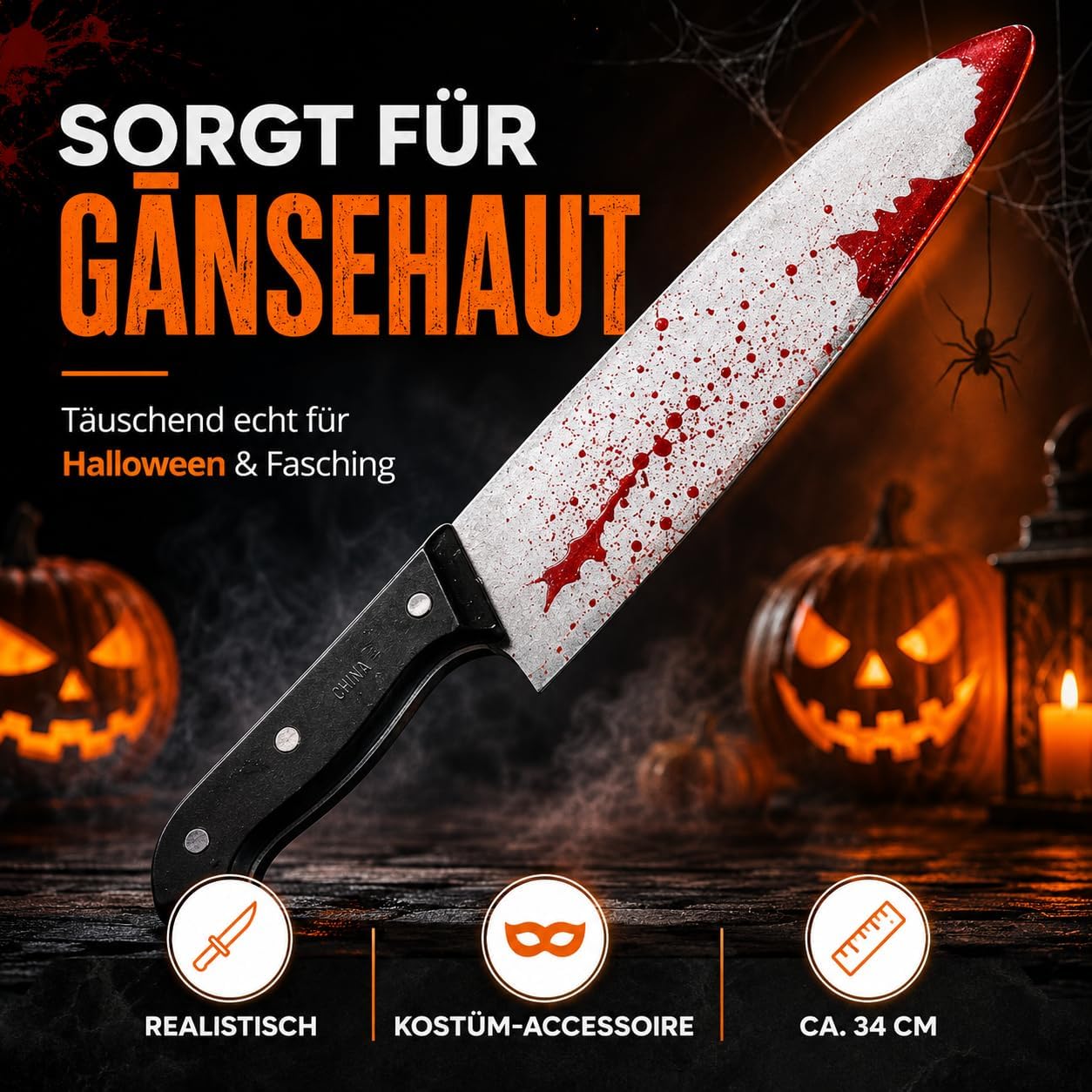 Detalle de TK Gruppe Timo Klingler 6695K – sztuczny nóż na Halloween, ok. 34 cm