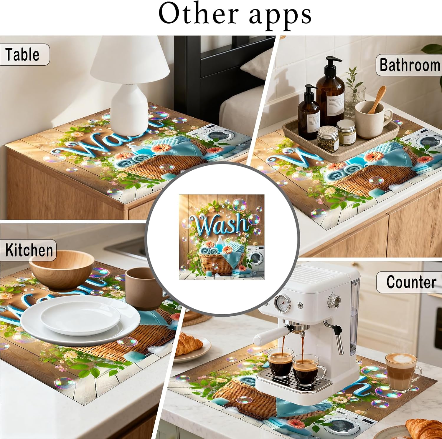 Detalle de Nuxovilar Wood Washer and Dryer Top Cover, 23.6 x 19.7-Inch Protective Mat
