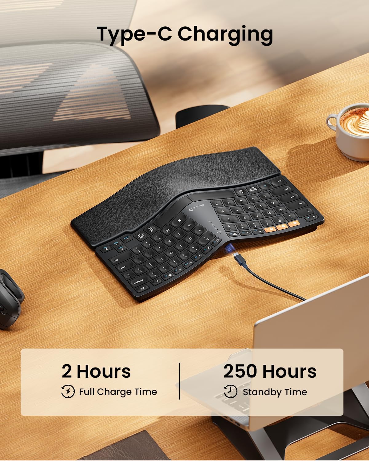 Detalle 2 de ProtoArc EK04 Mini Compact Ergonomic Keyboard with Palm Rest