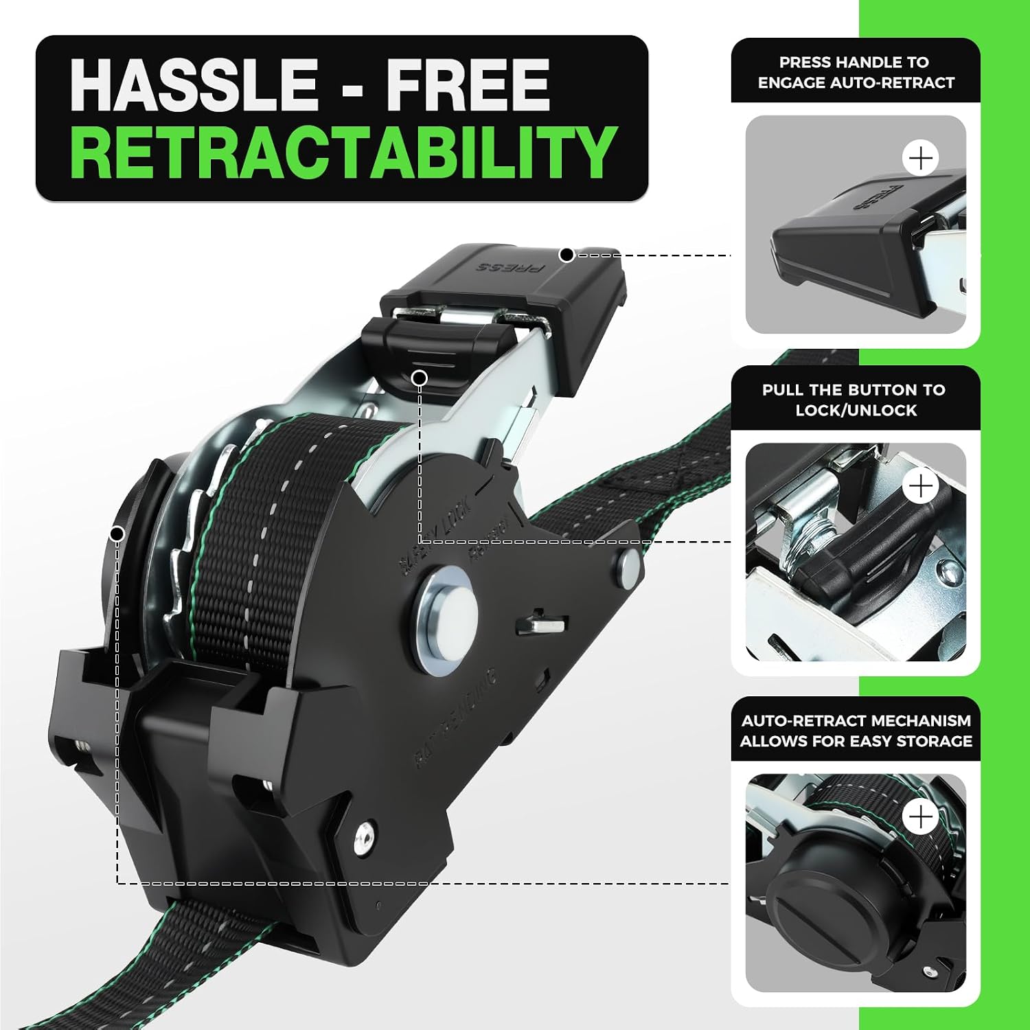 Detalle de Autofonder Retractable Ratchet Straps 1,500 lb