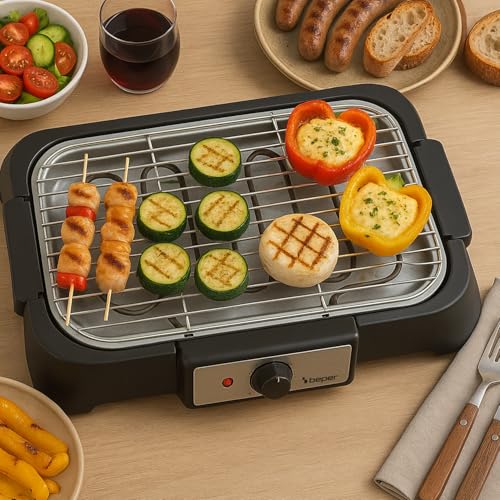 Detalle de BEPER P101BBQ001 Barbecue Elettrico 2000W – Griglia XXL 41,5x24 cm, Cottura Senza Fumo