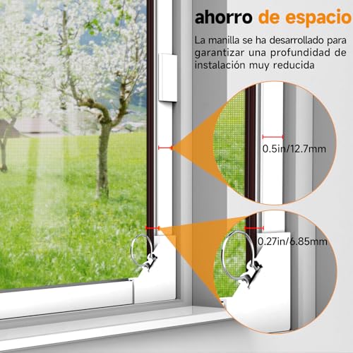 Detalle de OWYR Mosquiteras para Ventanas Magnética 130×150 cm – Malla de Fibra de Vidrio, Cierre Magnético y Ajustable