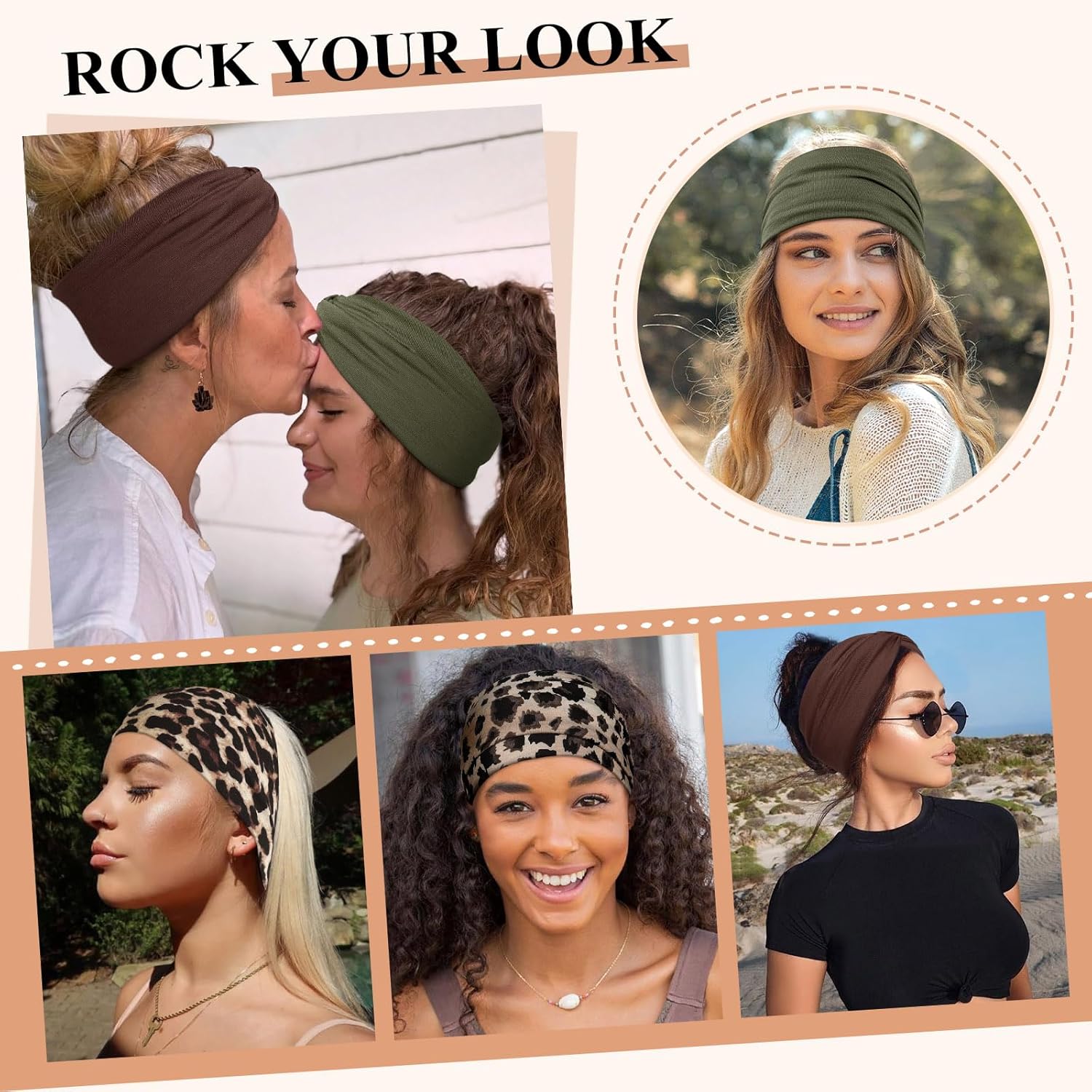 Thumbnail 5 de Kavya Haarband Damen Stirnband 4er Pack – Extrabreites, elastisches Boho-Stirnband für Yoga, Sport und Alltag