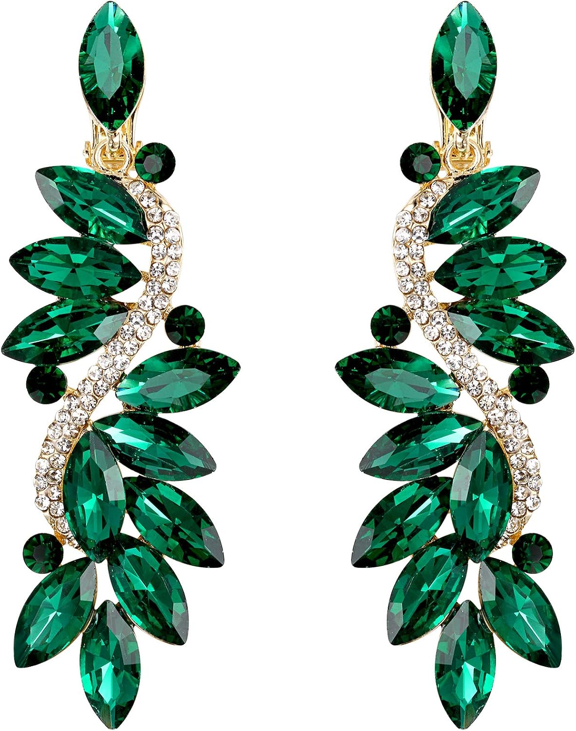 Thumbnail 5 de Clearine Femme Vogue Mariée Noces Cristal Fleur Romantique - Boucles d'Oreilles Clip-On