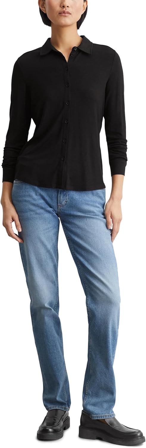 Thumbnail 4 de Marc O'Polo Damen Jerseybluse mit Stretch-Anteil und Spitzkragen