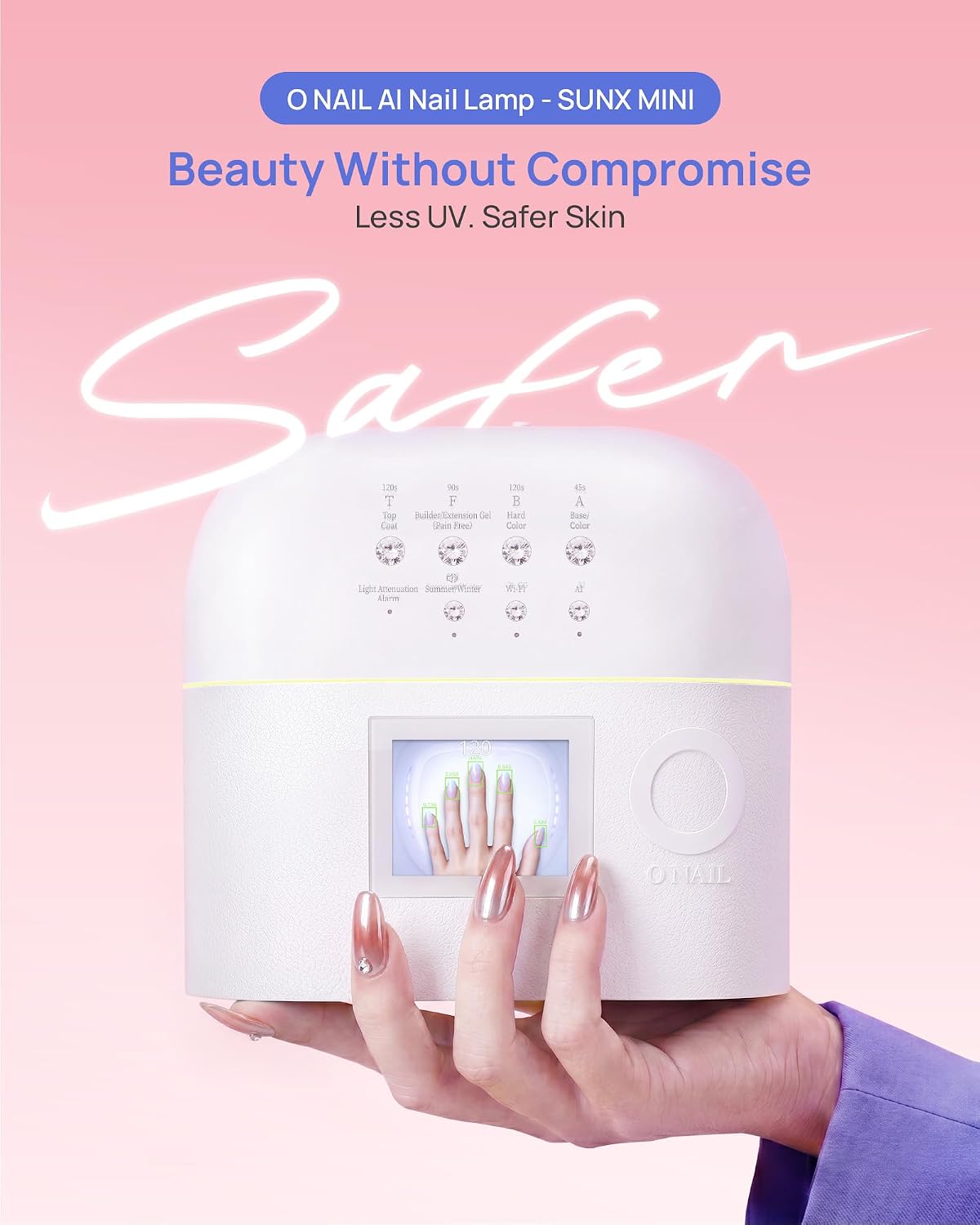 Detalle 2 de O NAIL SUNXMINI AI UV LED Nail Lamp with 61 LEDs and Smart Timers
