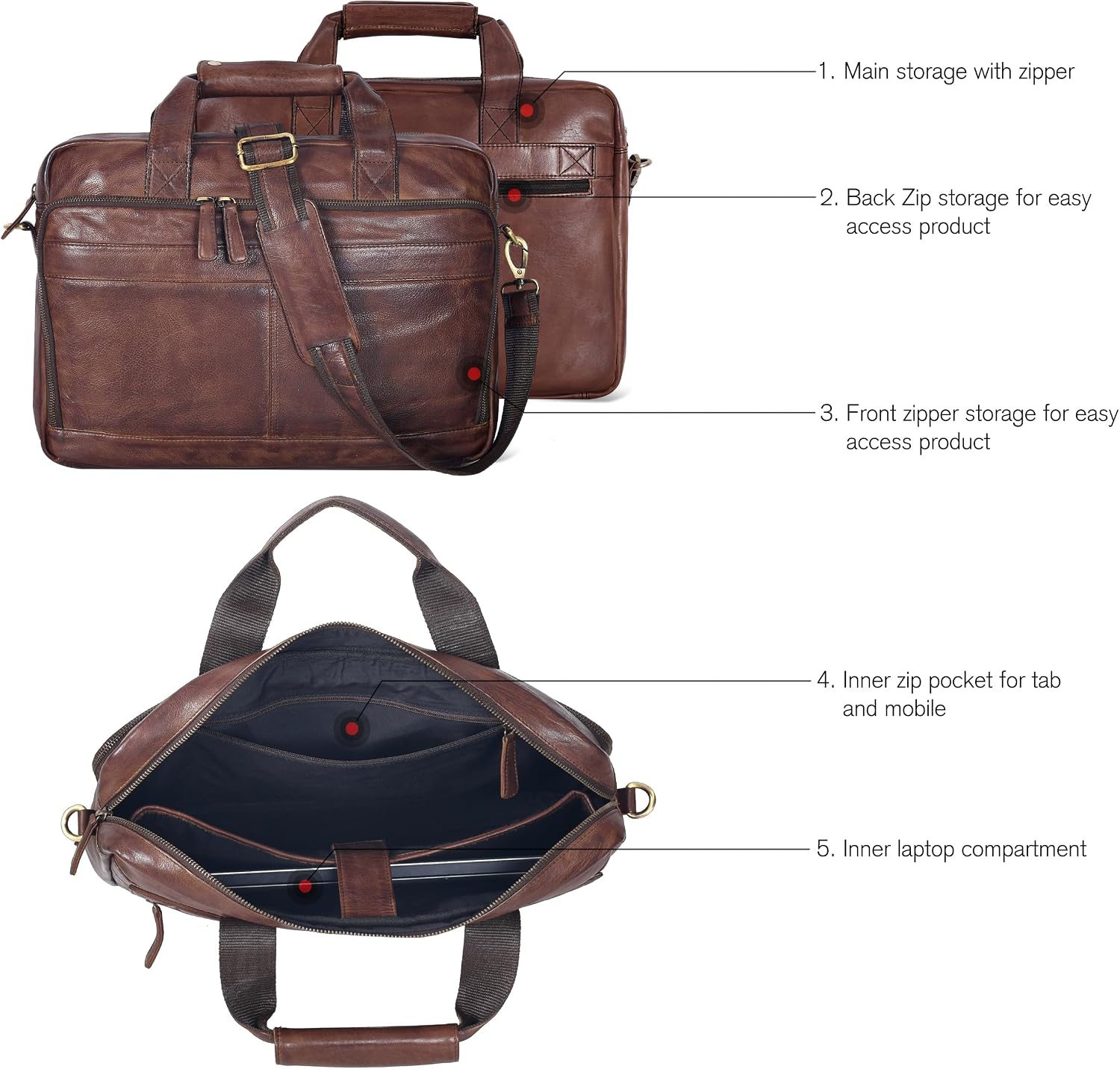 Thumbnail 2 de Oak Leathers Messenger Bag for Men and Women – Handcrafted Laptop Briefcase