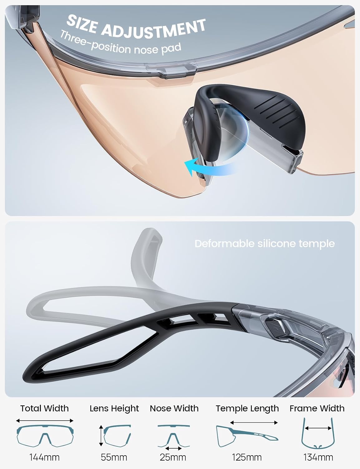 Detalle de Lamicall 24g Polarized Sports Sunglasses – UV400 Protection, Photochromic Lenses