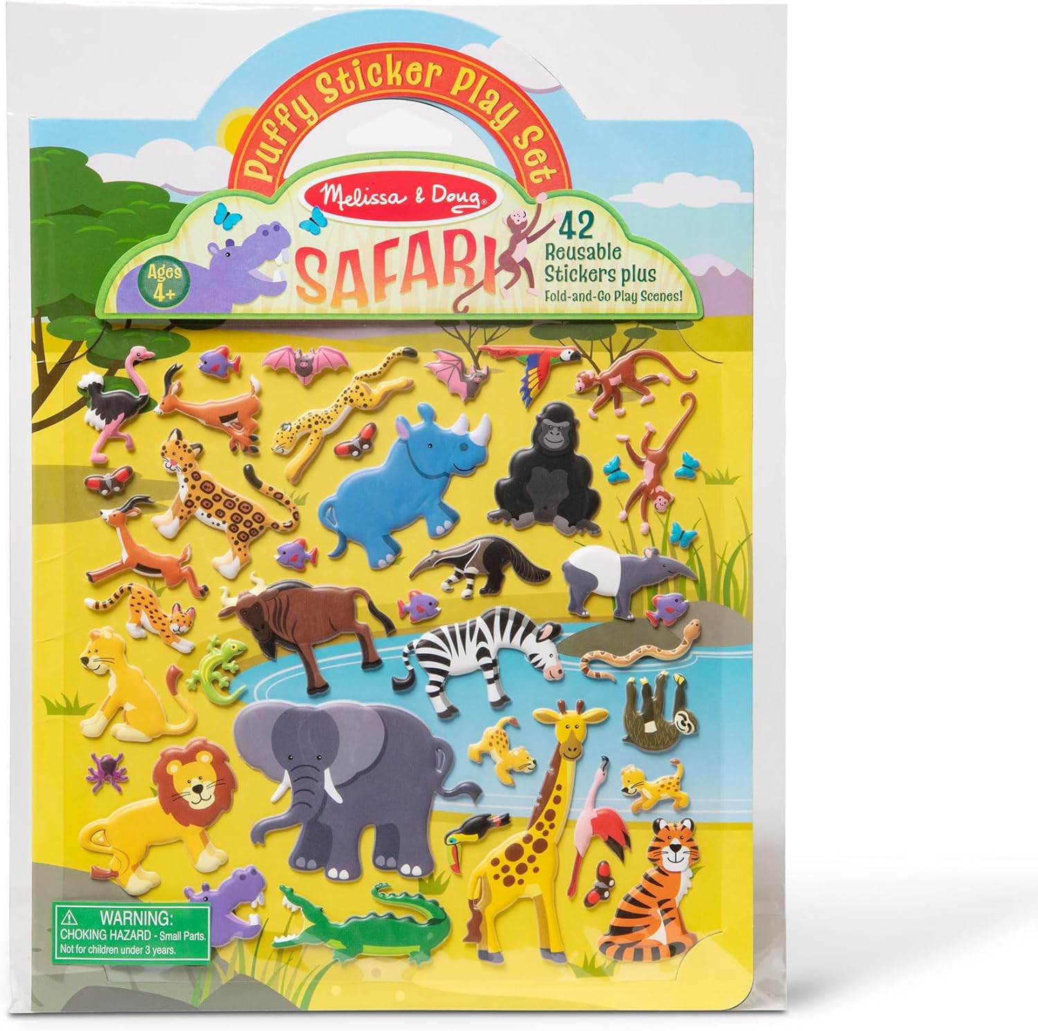 Melissa & Doug Libro adesivi attacca e stacca riutilizzabili Safari (4+ anni, certificati FSC)
