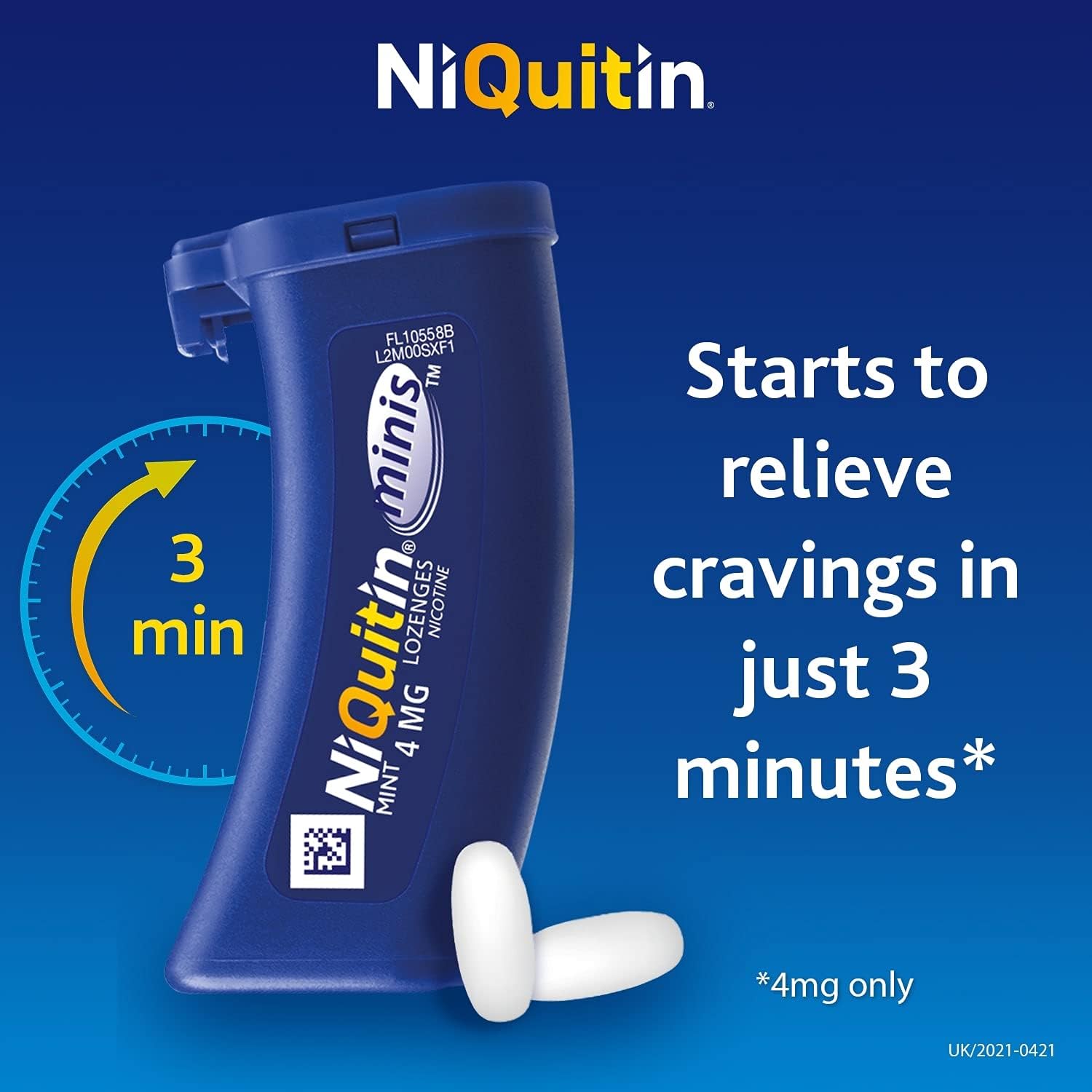 Detalle 2 de NiQuitin 4mg Minis Mint nicotine lozenges 100 pack 🍬