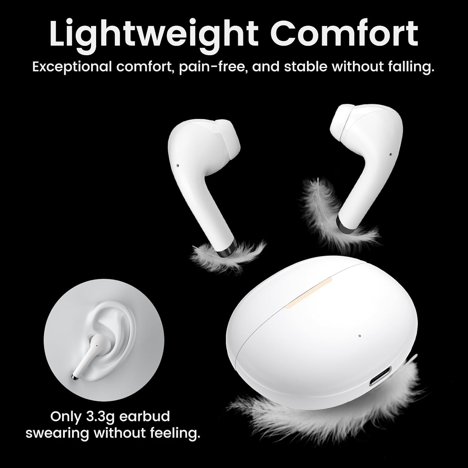 Detalle de yobola Wireless Earbuds: Ultra-light, IPX7 Sport Earphones with Bluetooth 5.4 and 4 HD Mics