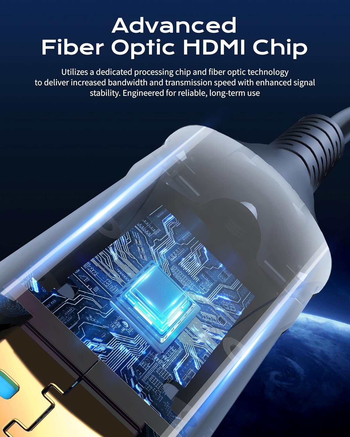 Detalle 2 de Cratree 50 ft 8K HDMI fiber cable 48 Gbps