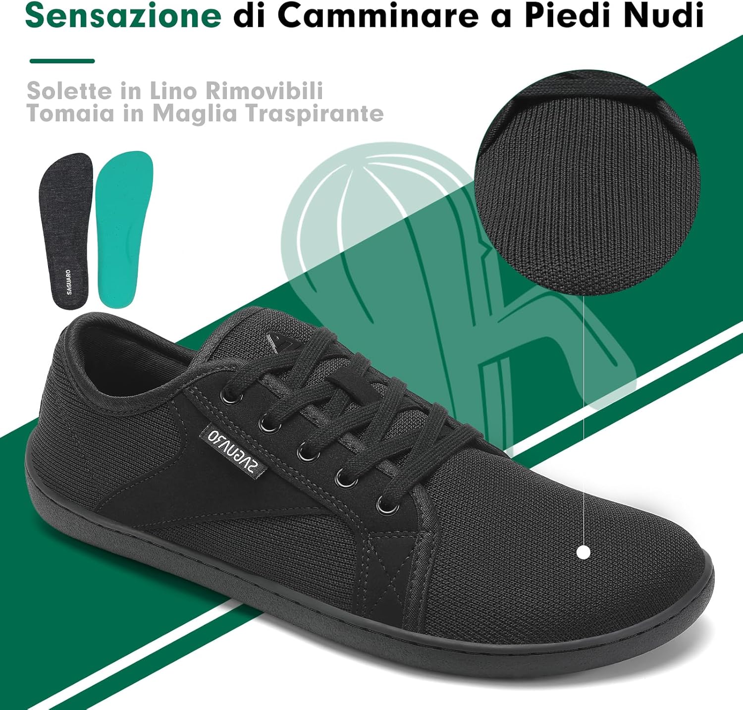 Thumbnail 4 de SAGUARO Unisex Knit Scarpe Barefoot con Suola Zero Drop – Luck I (36–48)