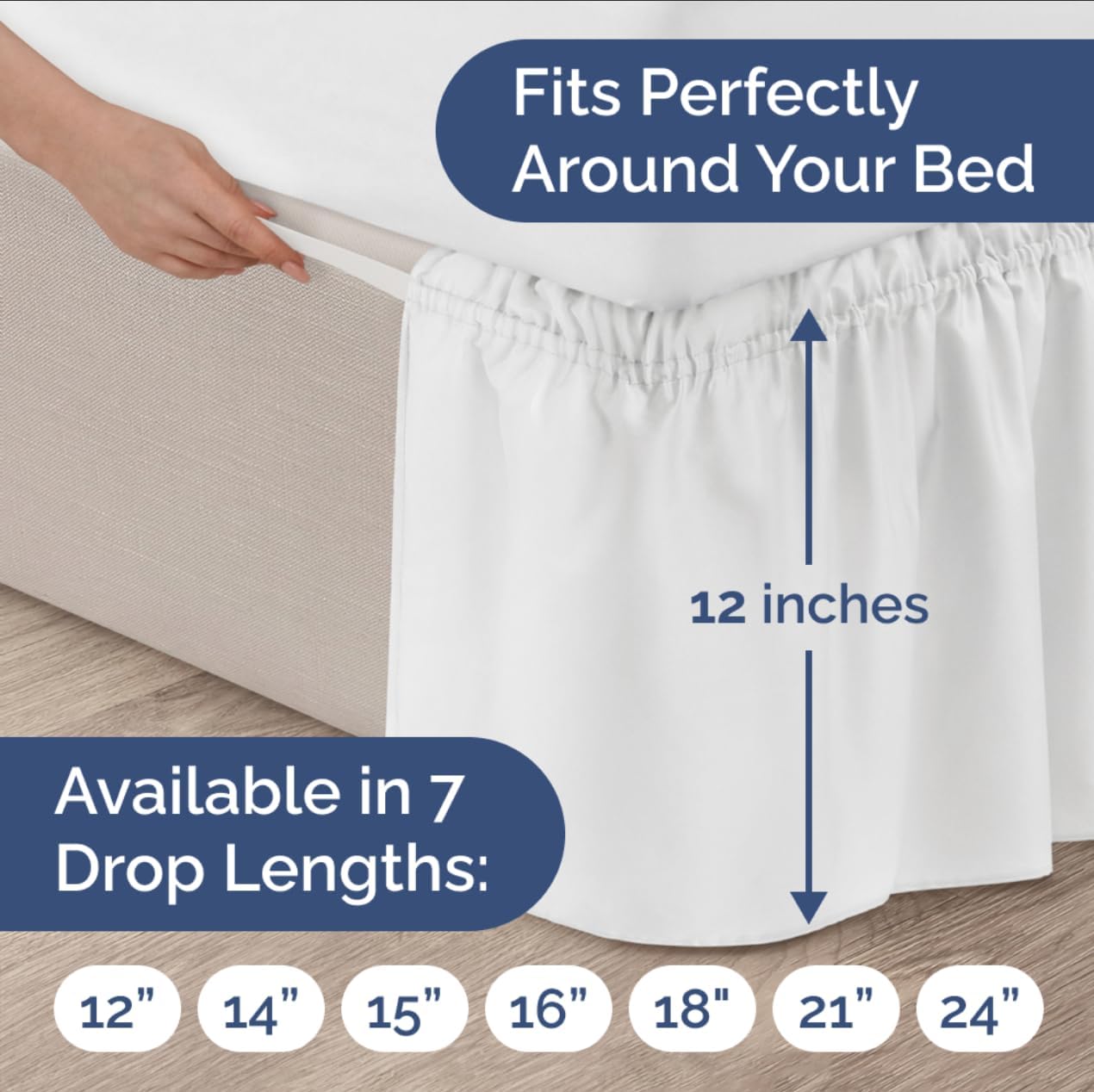 Thumbnail 3 de Wrap Around Dust Ruffle Bed Skirt 12" drop