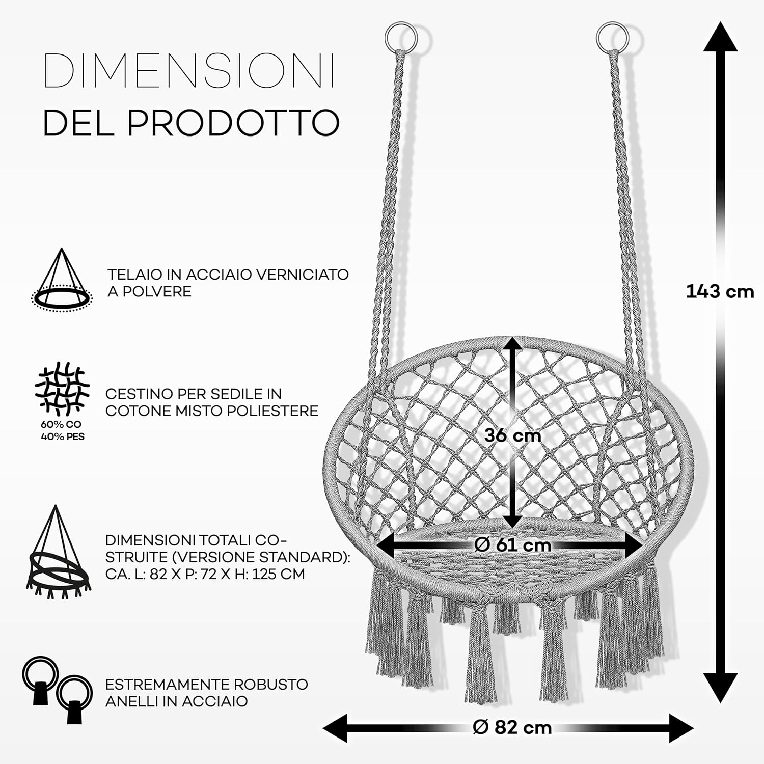 Thumbnail 4 de Tillvex Poltrona Sospesa con Grande Cuscino – Seduta oscillante resistente alle intemperie