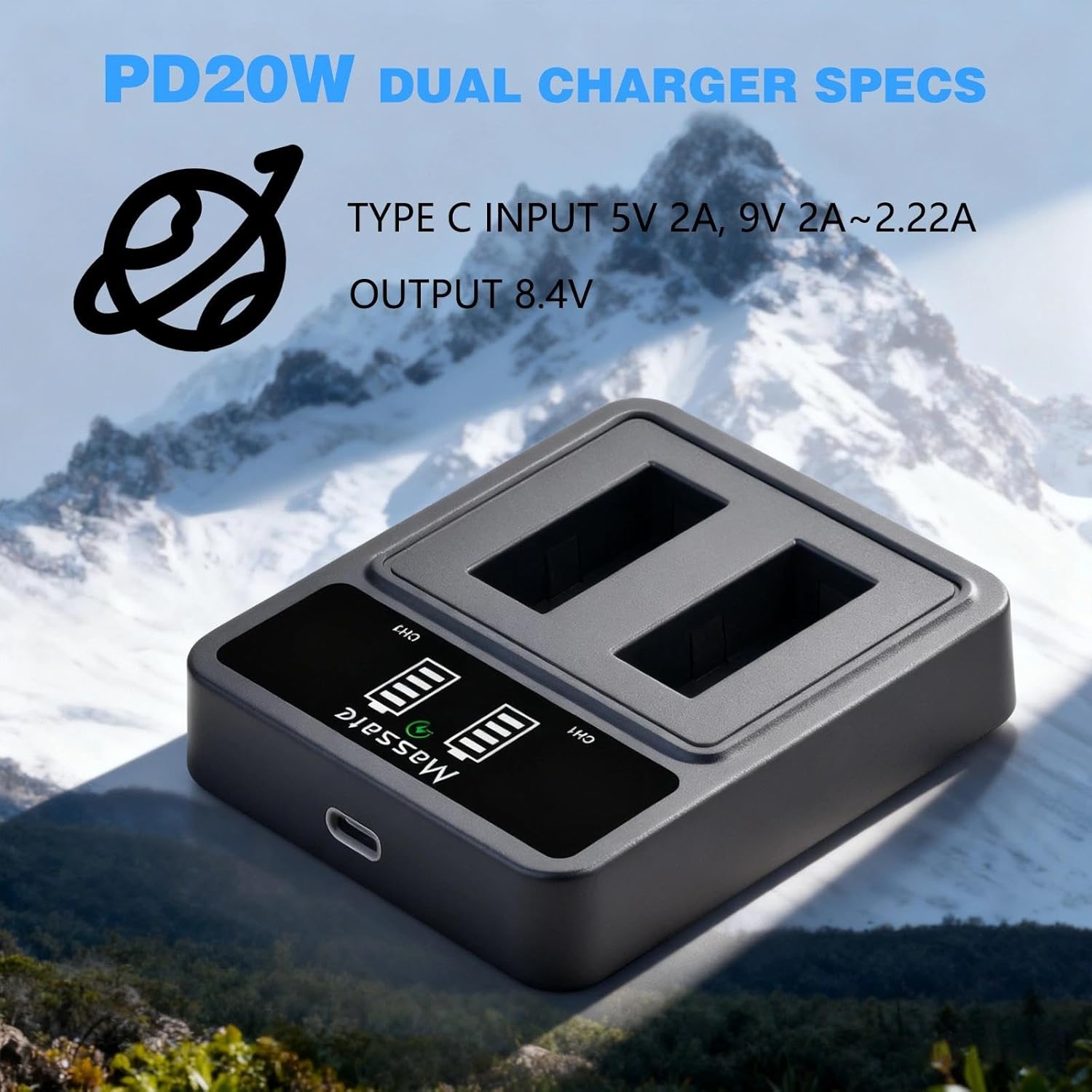 Detalle 2 de Massate 3-Pack LP-E17 Battery + LED PD20W Fast Charger for Canon: Full Power, Real-World Utility