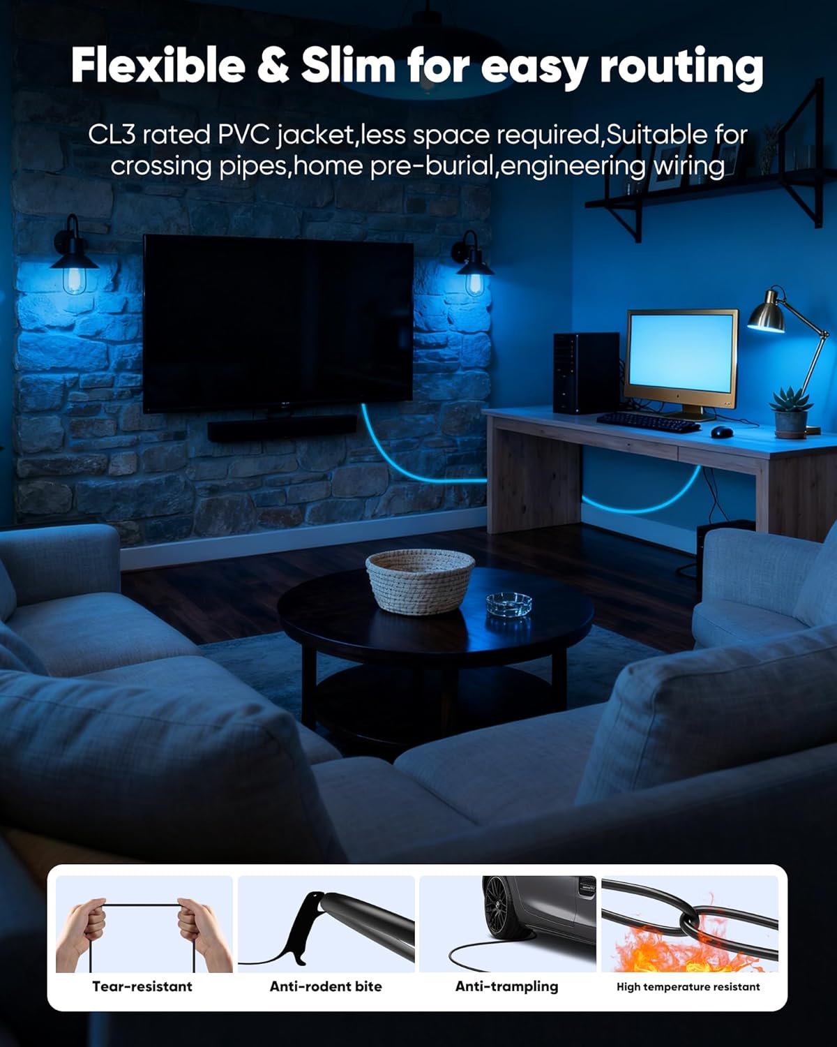 Thumbnail 3 de Highwings High Speed HDMI 2.2 Cable (16K/10K/8K), Ultra High Speed 96Gbps, 6FT — for Gaming, TV & Soundbar