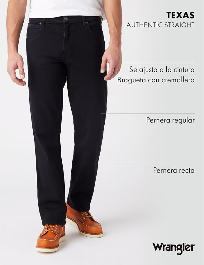 Detalle 2 de Wrangler Texas pantalones hombre 34W 34L negro