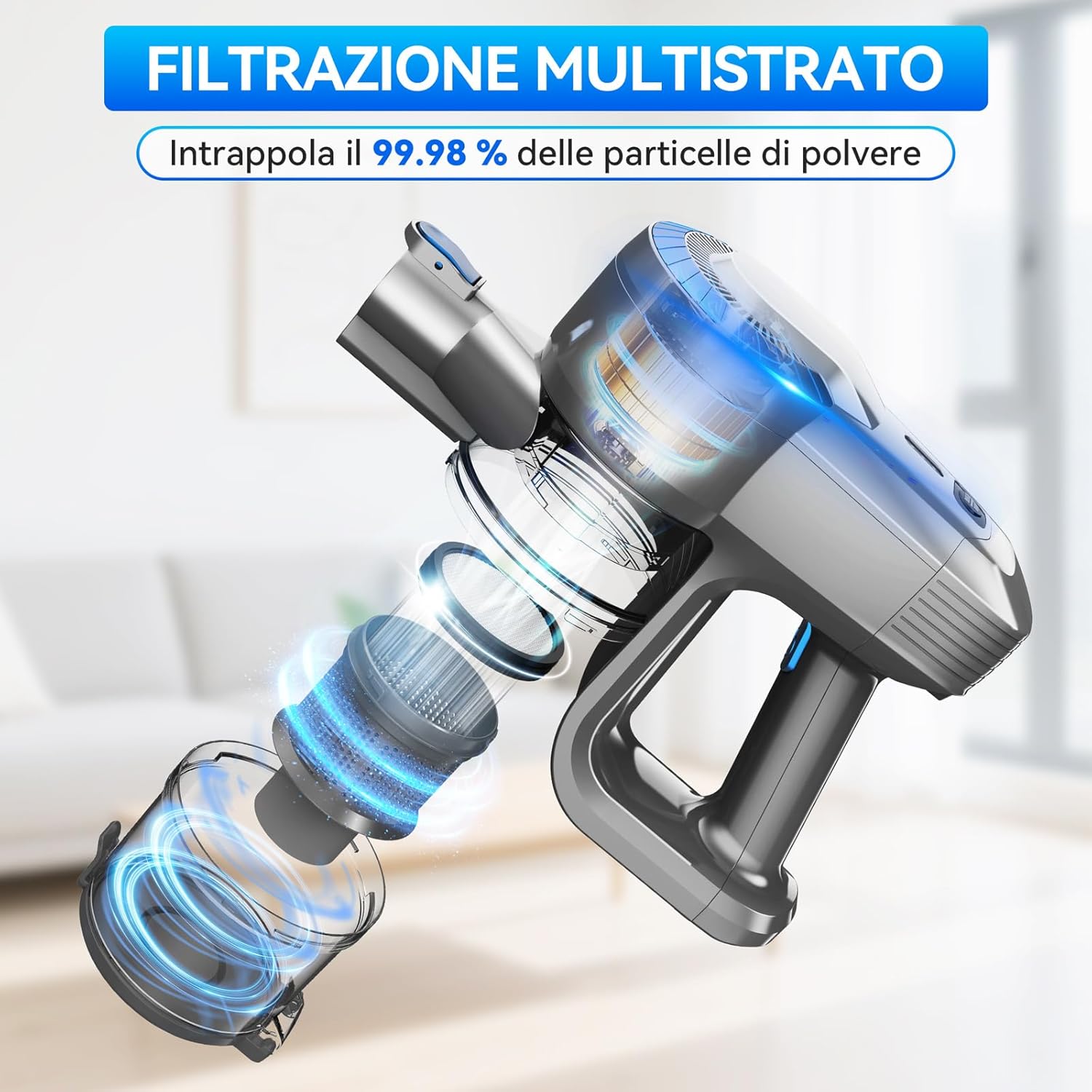 Thumbnail 4 de Ziaggnar Aspirapolvere Senza Fili 6 in 1: potenza, autonomia di 55 min e versatilità per pavimenti, tappeti e peli animali