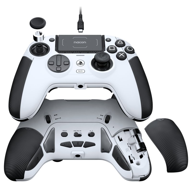 Detalle de Nacon Revolution 5 Pro mando inalámbrico asimétrico para PC, PS5 y PS4 en color blanco