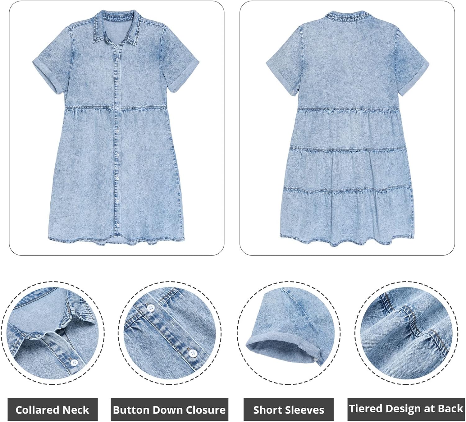 Thumbnail 5 de GRAPENT Denim Dress Babydoll, Size Guide