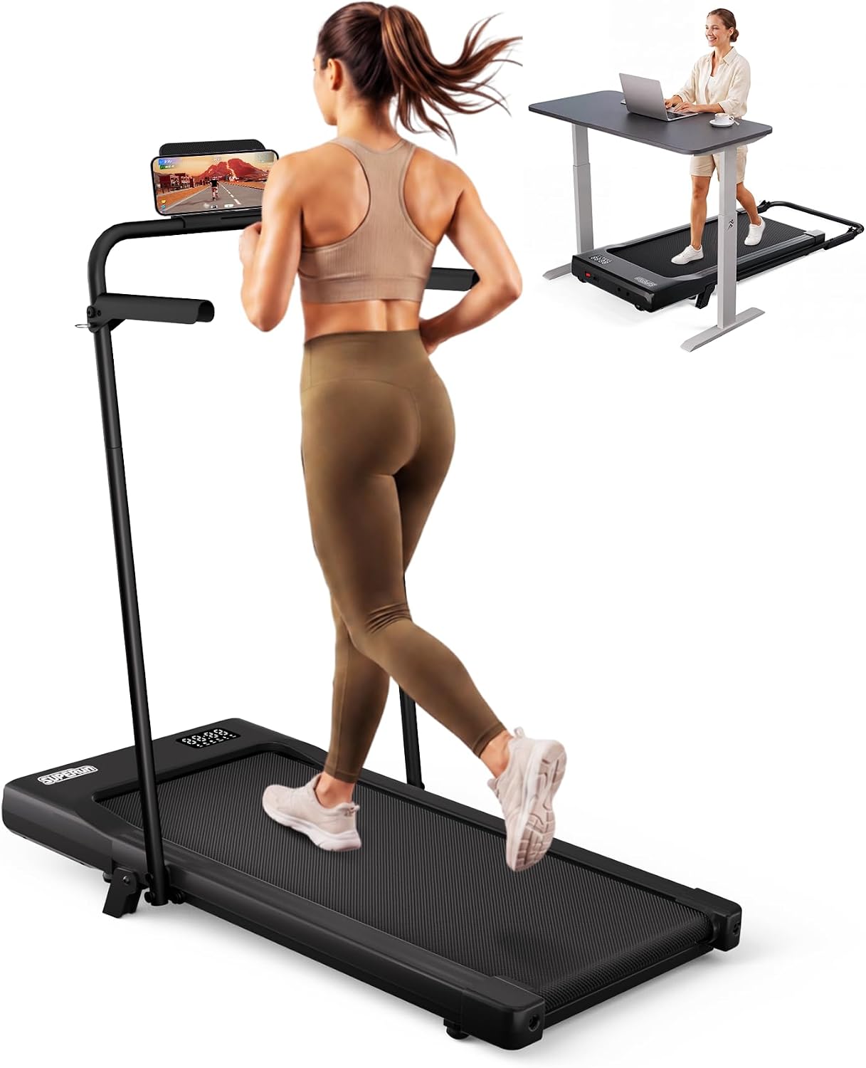 Detalle de Superun Walking Pad with Handle Bar Treadmill, 2.5 HP, 6% Incline