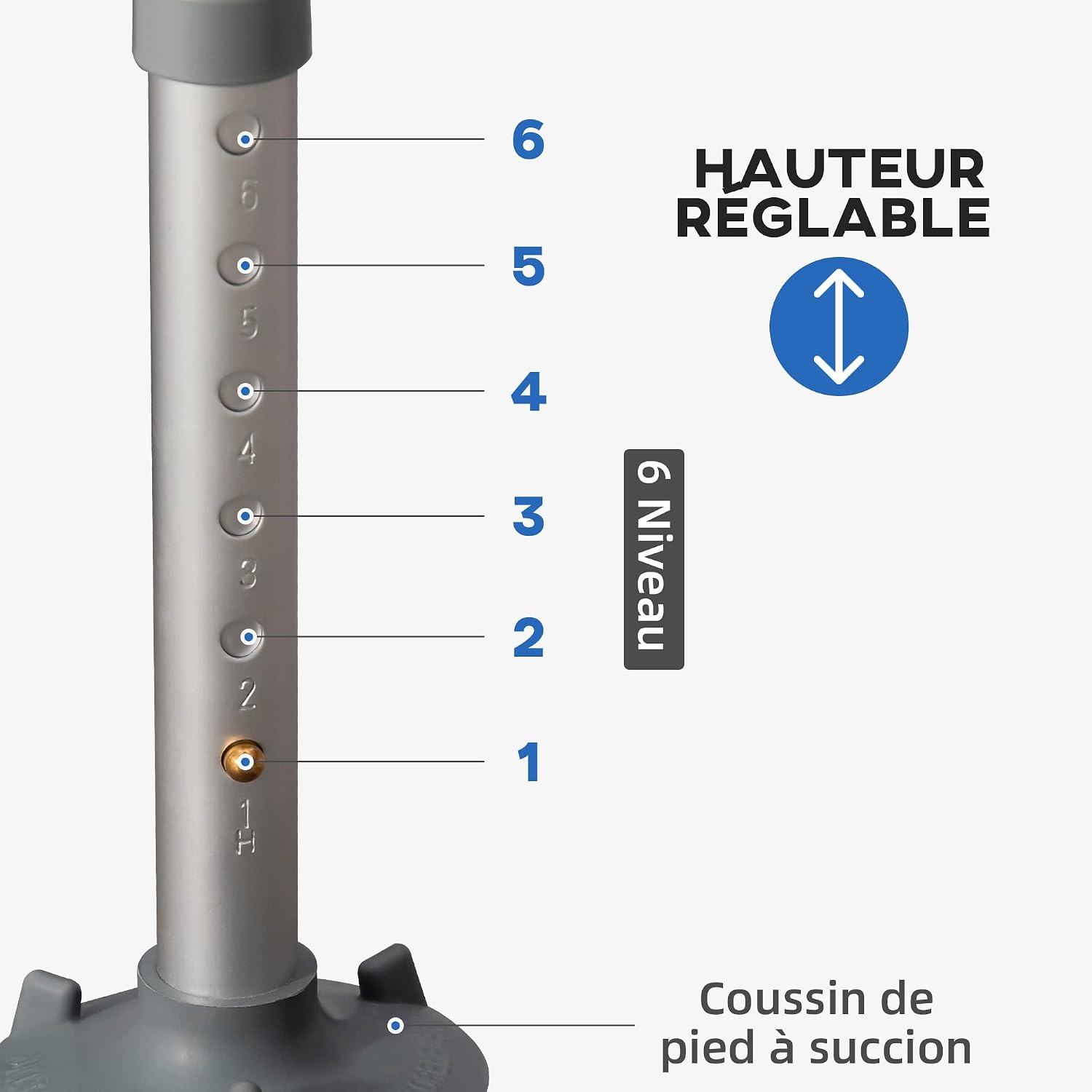 Thumbnail 5 de HOMCOM Tabouret de douche chaise ergonomique à hauteur réglable (6 niveaux) en alu et HDPE, 136 kg max