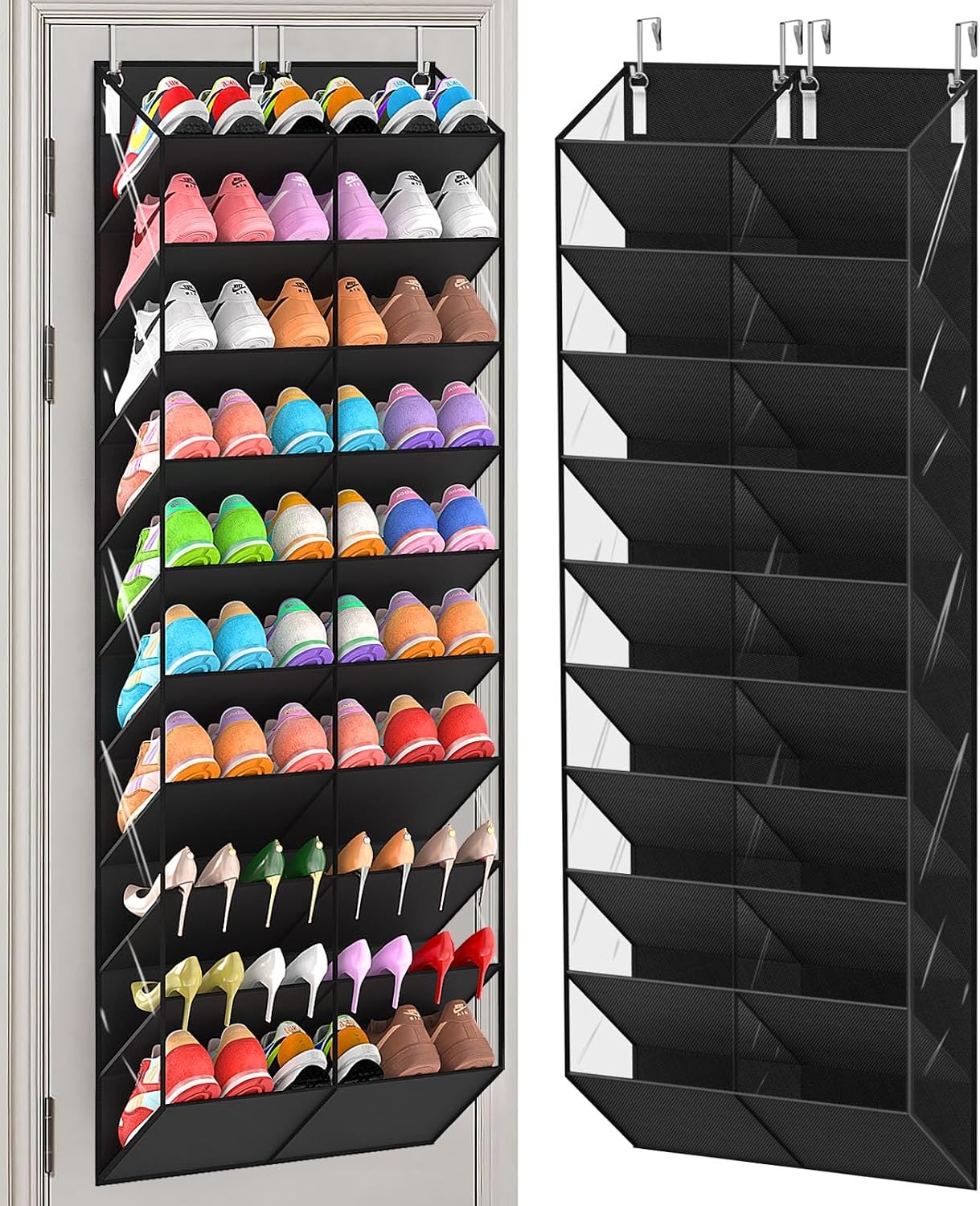 Detalle de UVIAHOMI UVOTDSOB Over-the-Door Shoe Organizer, 10 Tiers, Clear Pockets