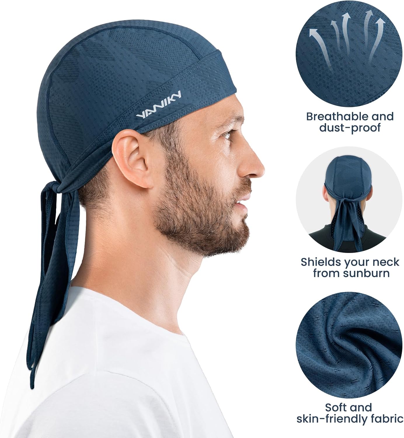 Detalle de YANIKY Sports Bandana Cap UV Schutz – Atmungsaktiv, schnelltrocknend und vielseitig einsetzbar