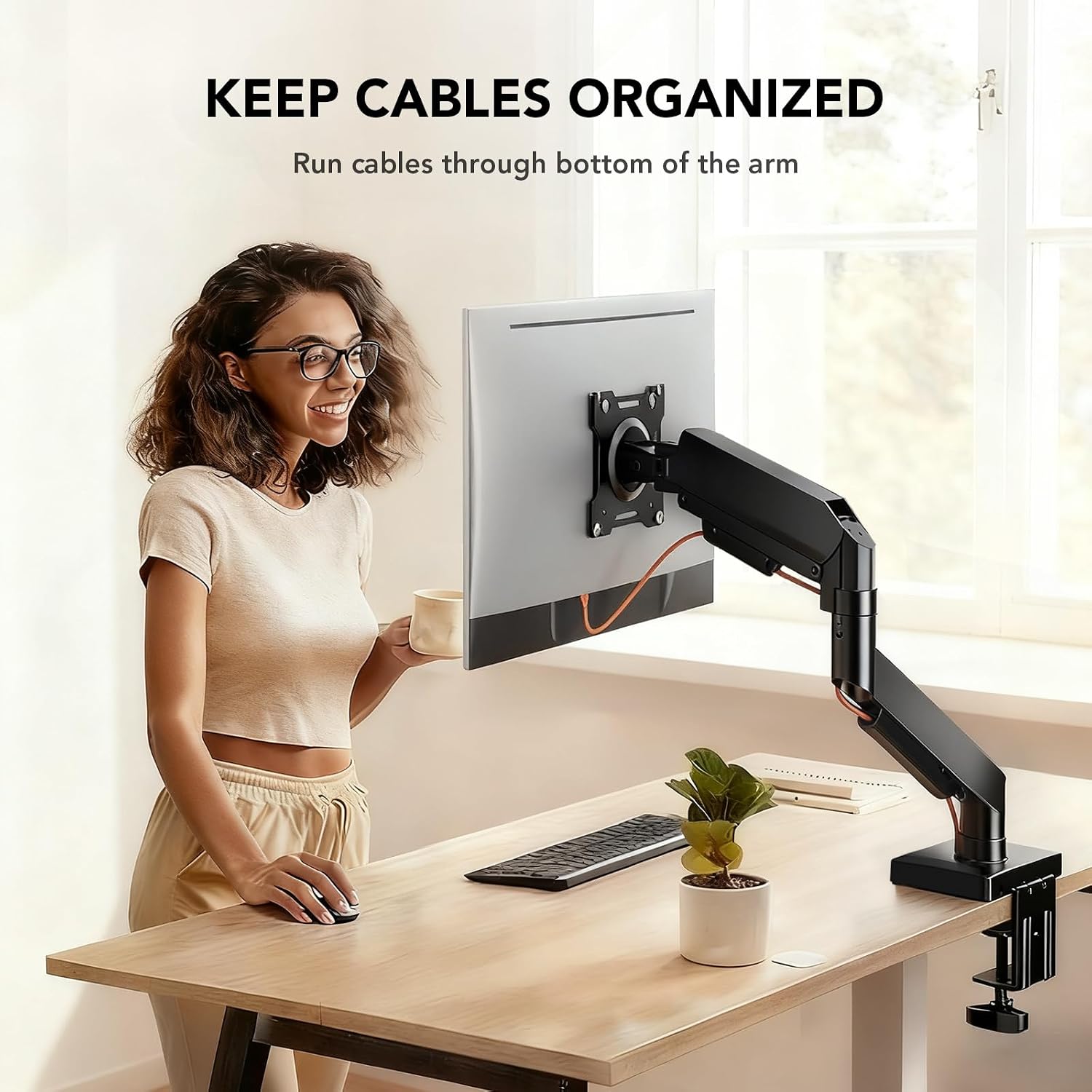Thumbnail 6 de Hemudu single monitor arm (gas spring) for 17–32 inch screens, VESA 75/100mm, up to 9kg