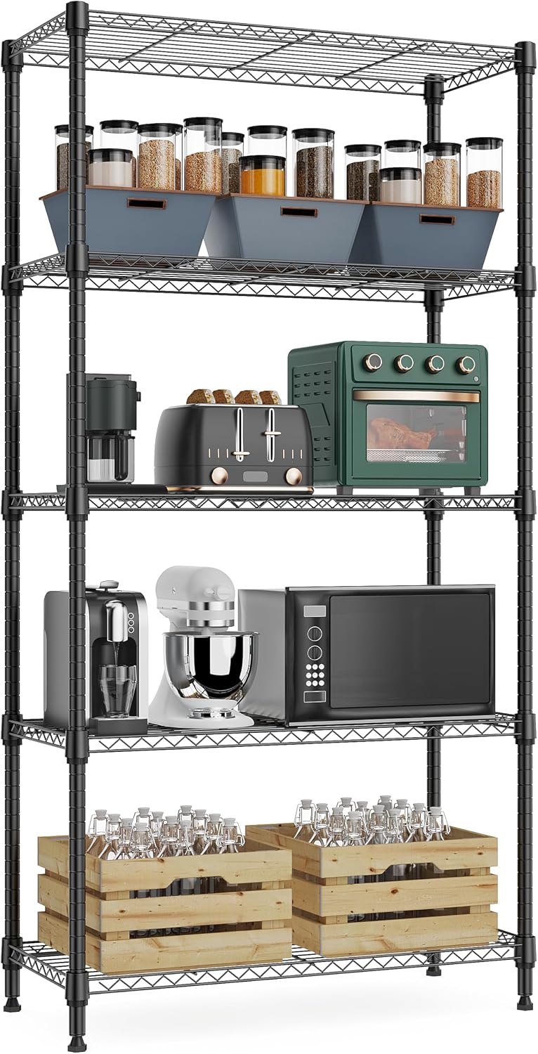 Detalle de M MZG 1250 lbs 5-Tier Metal Storage Shelves Wire Rack with Wheels
