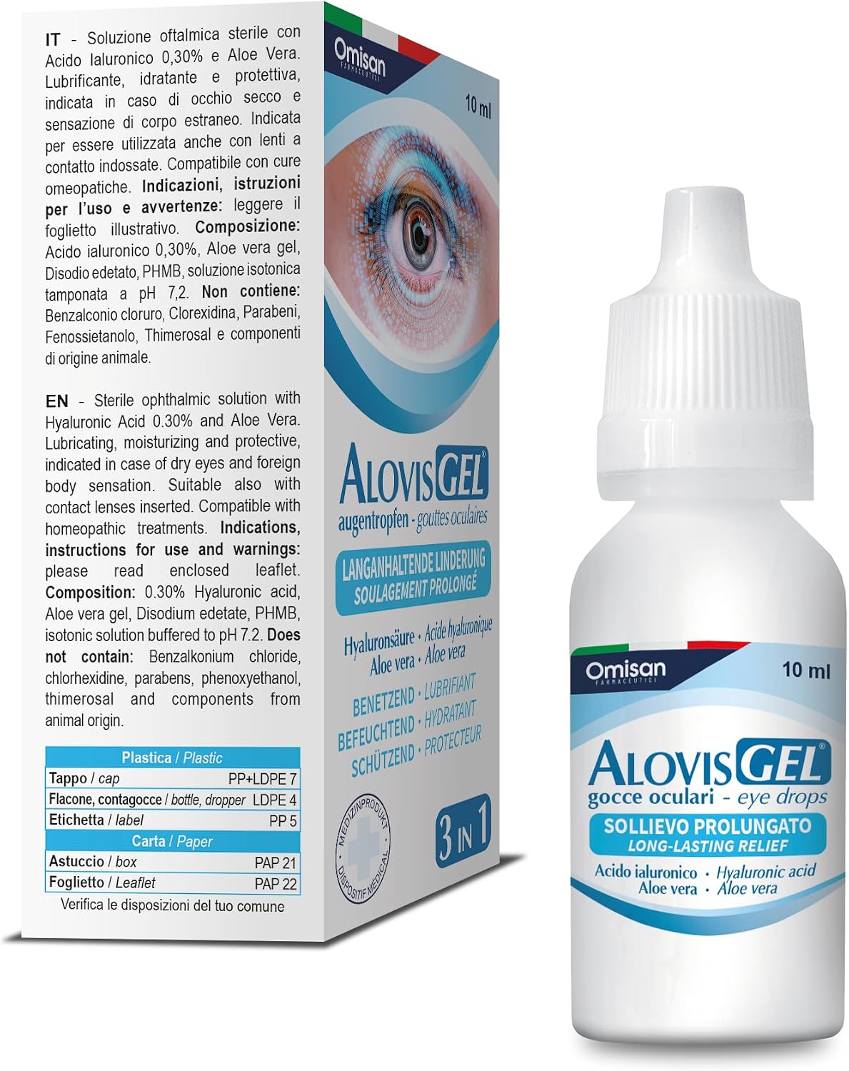 Thumbnail 2 de AlovisGel Liquid-Gel 3in1 - Collirio Sterile Lubrificante, Idratante e Rinfrescante per Occhi Secchi (10 ml)