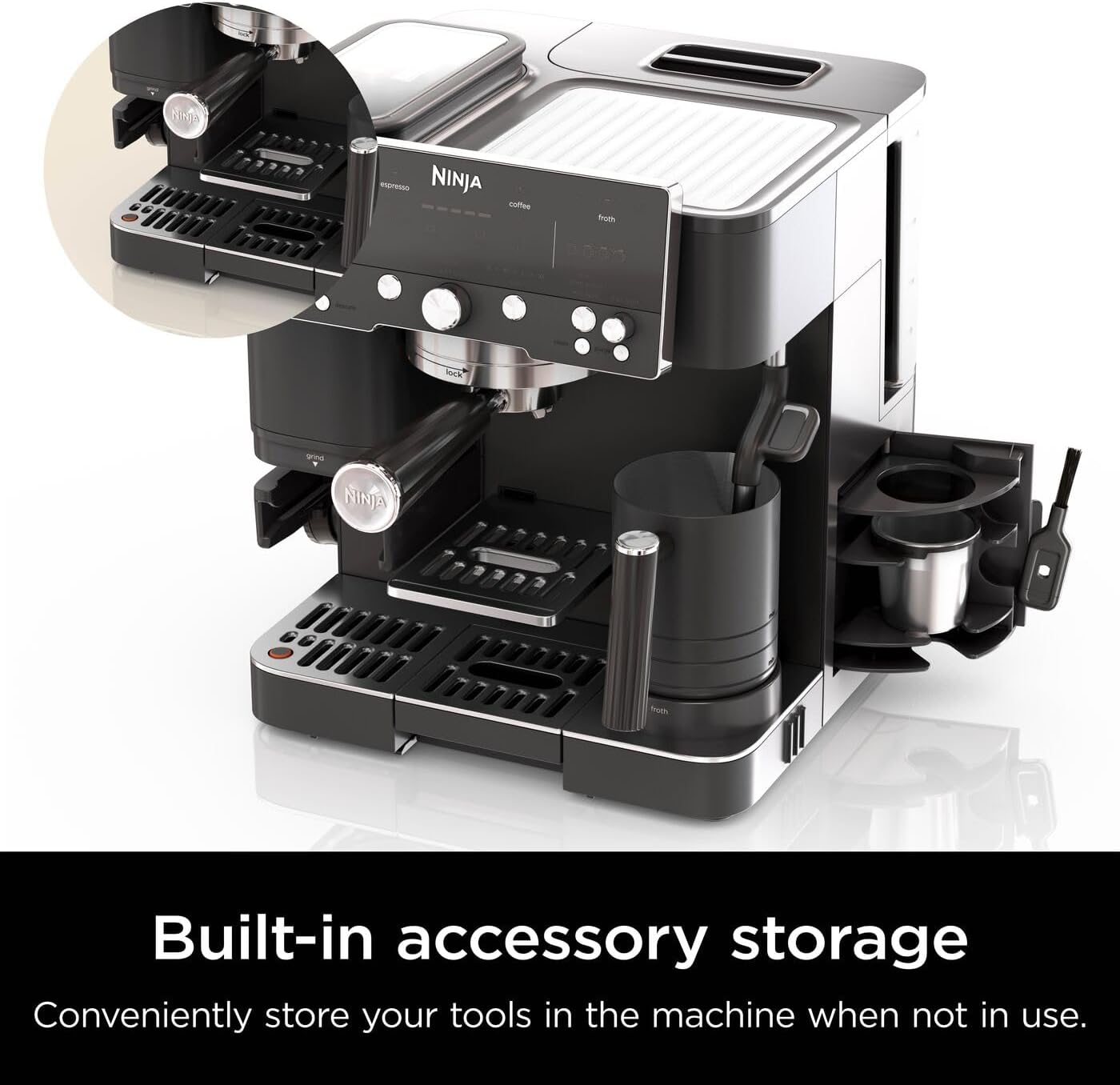 Thumbnail 2 de Ninja Luxe Premier ES601UKBK 3-in-1 Coffee Machine with Built-in Grinder & Milk Frother (Black)