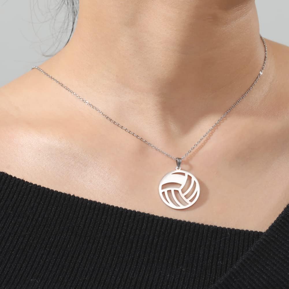 Detalle 2 de Collier volleyball creux VASSAGO en acier inoxydable – bijou sportif minimaliste ajustable