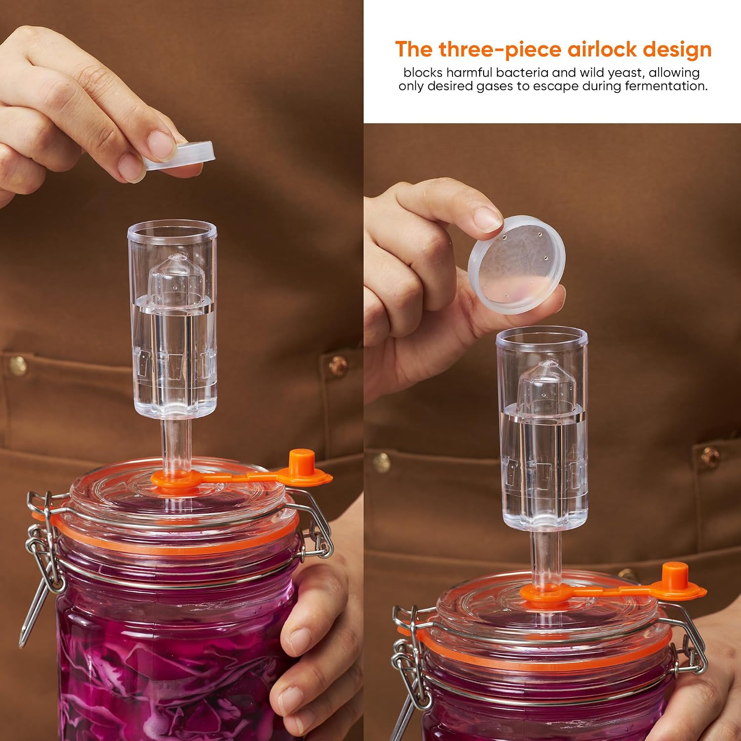 Detalle de SwiftSlot 1L Fermentation Jars with Weights & Air Lock – 2 Pack