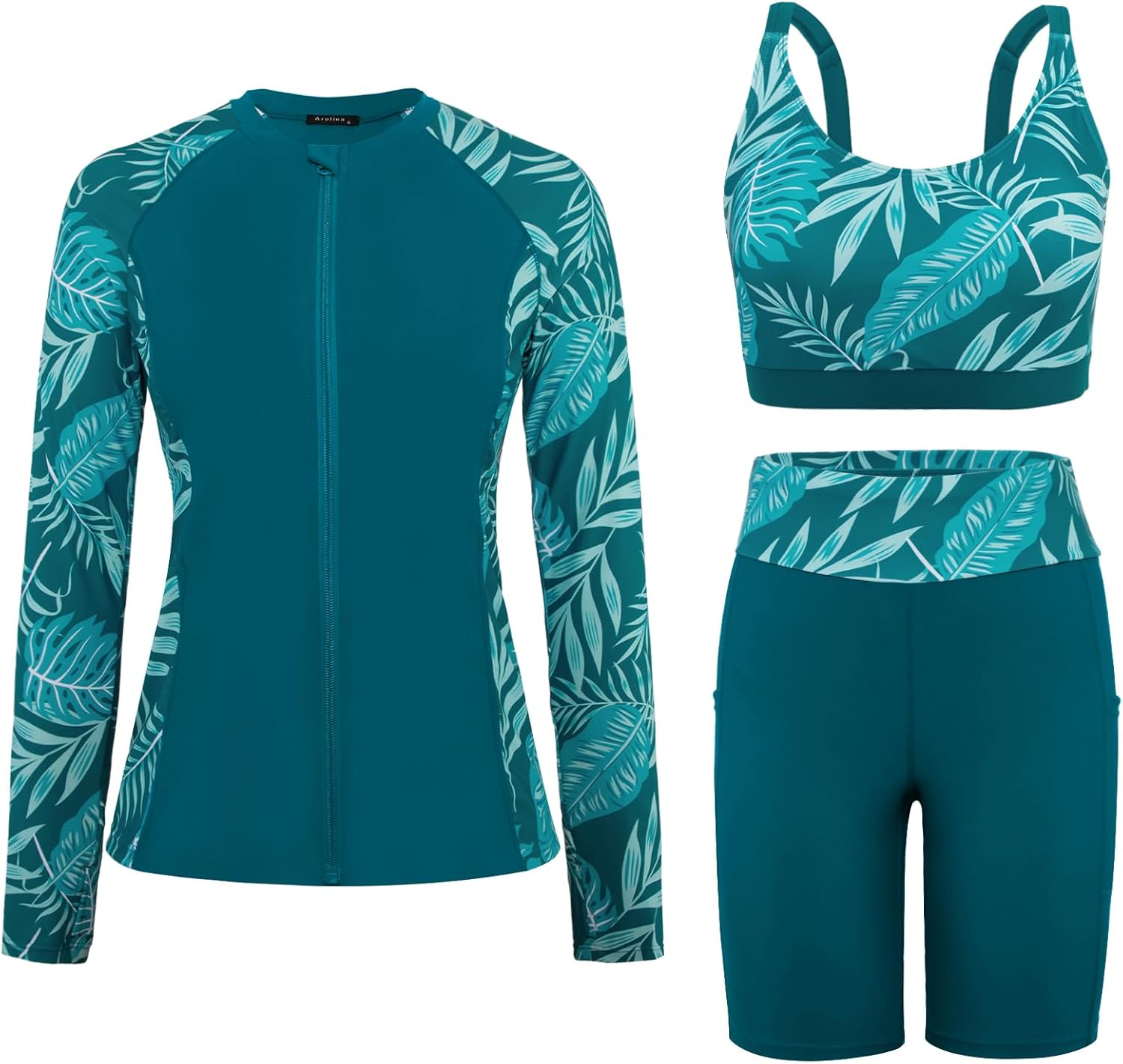 Thumbnail 6 de Arolina Women's Rash Guard Long Sleeve Swim Shirt Set with High-Waisted Shorts (2026)