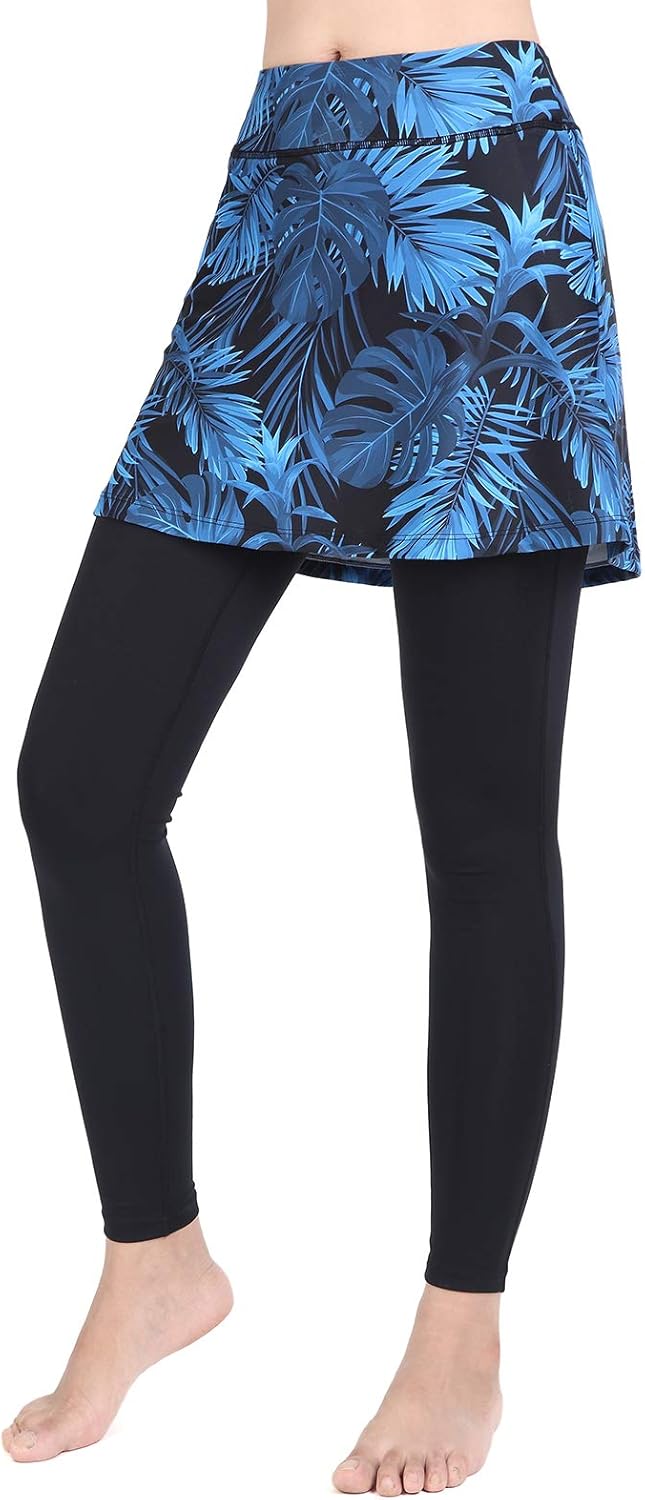 Detalle de ANIVIVO Skirted Legging for Women with Skirt & Pockets – Black yoga, tennis, and fitness leggings