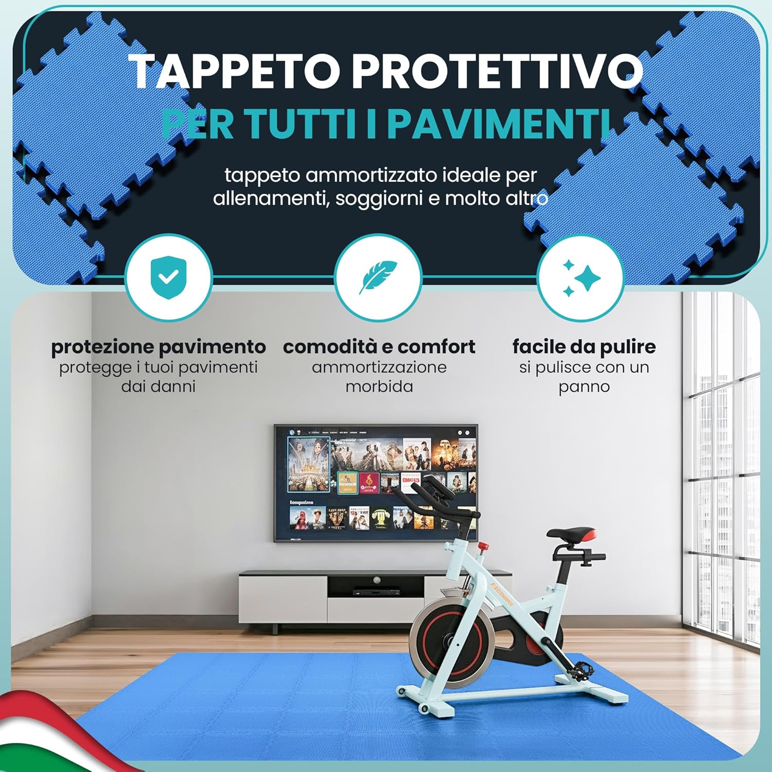 Thumbnail 3 de Tappeto da fitness a puzzle in EVA: set da 21 tappetini componibili (Materassino antiscivolo) per palestra, garage e hobby