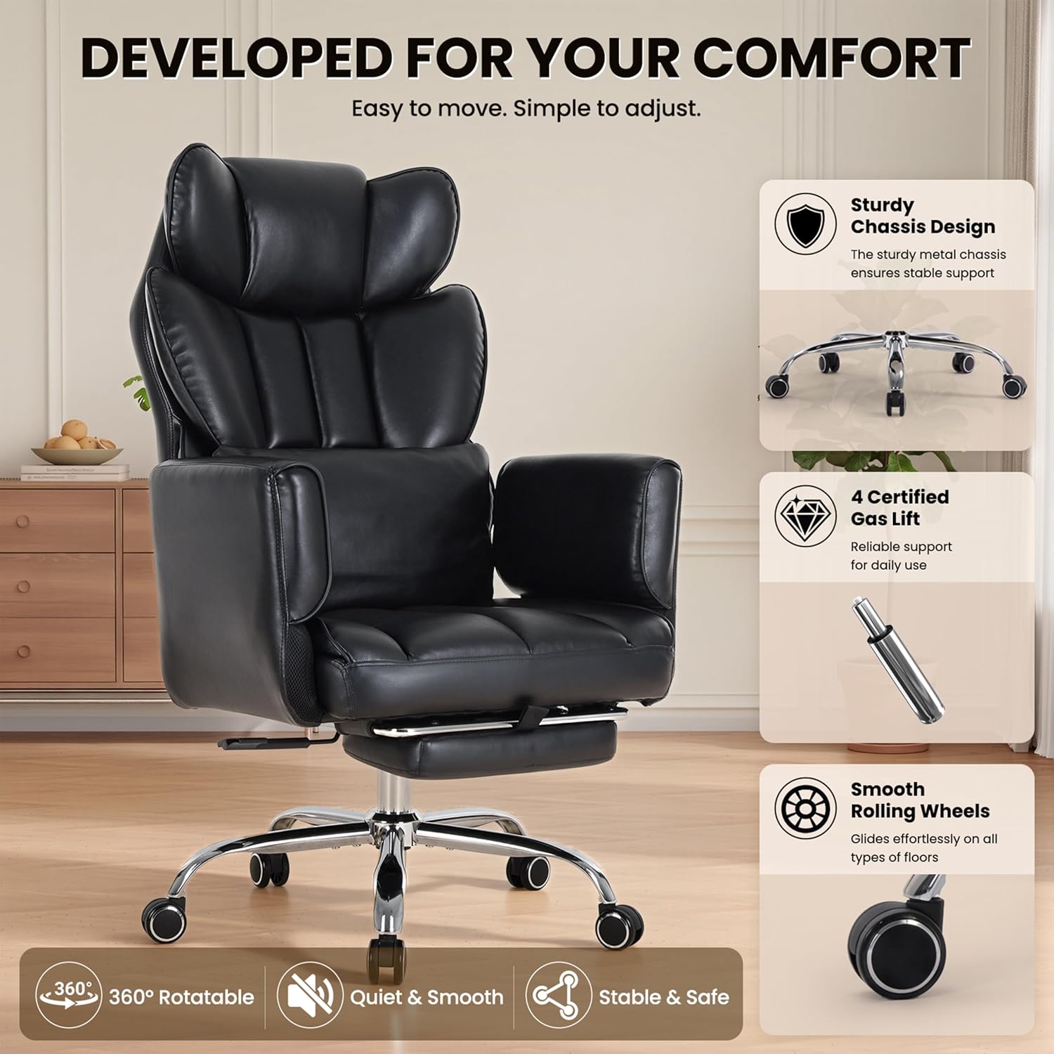 Thumbnail 6 de MALOL OCS32 Big and Tall Office Chair with Footrest, Flip Arms and Recline