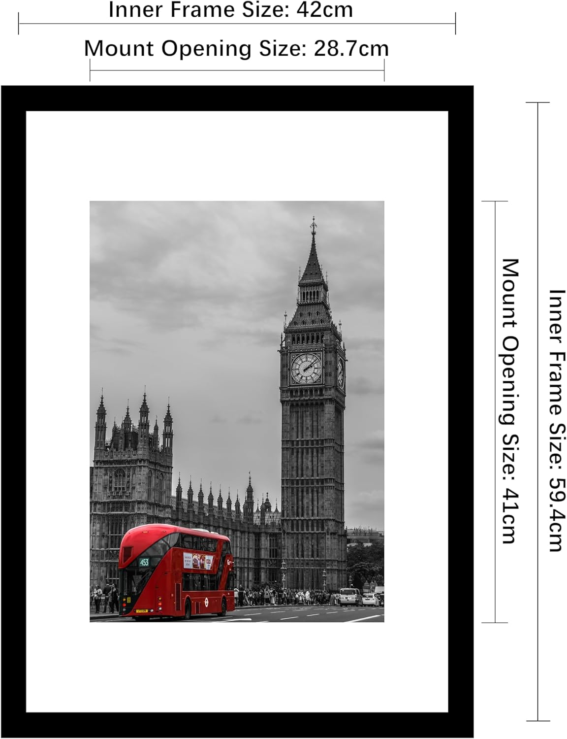 Thumbnail 4 de Tinkeps A2 Black Picture Frame – Engineered Wood with Plexiglass and A3 Mount