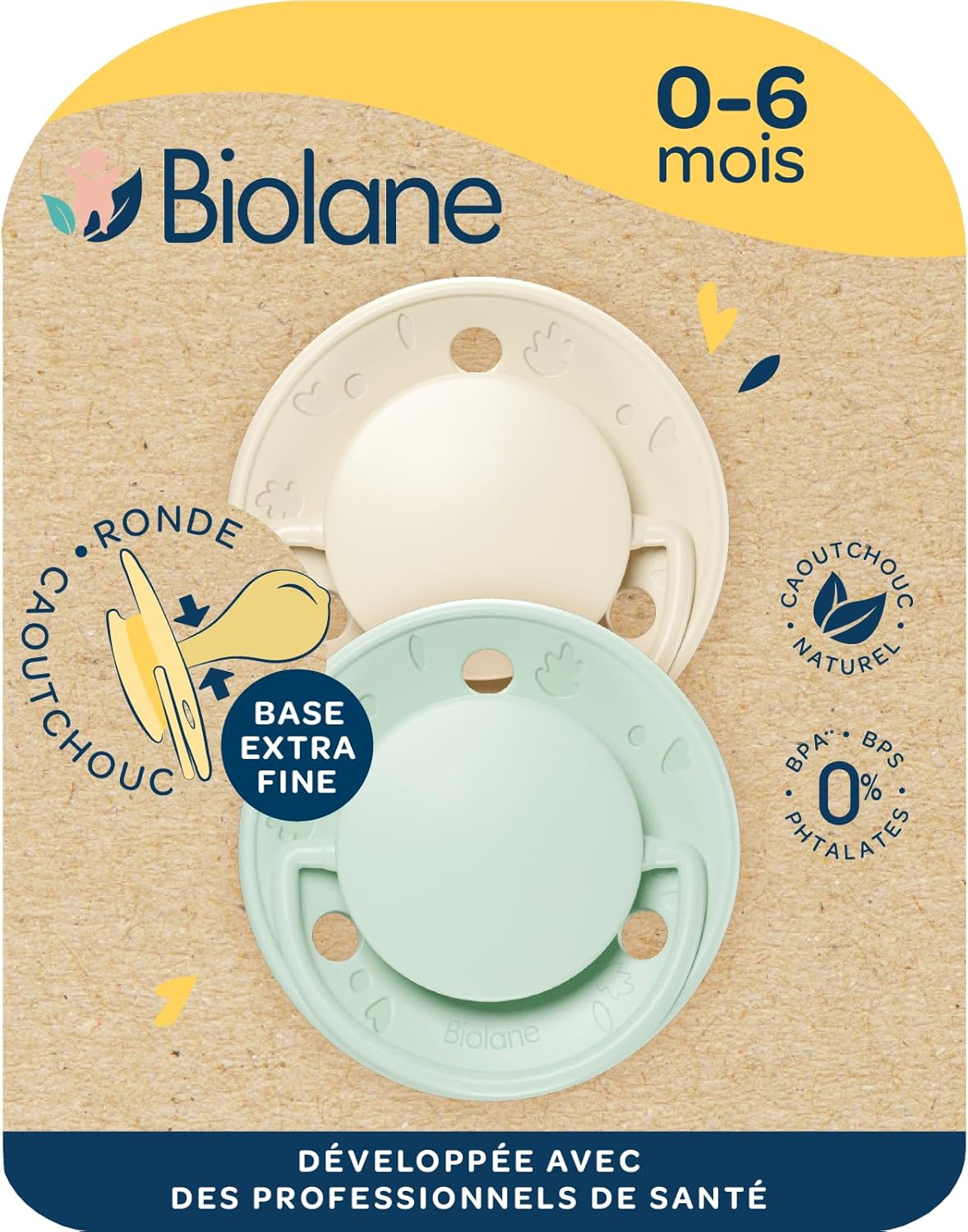 Thumbnail 4 de BIOLANE tétines rondes extra-fines 0 à 6 mois lilas et beige en caoutchouc naturel