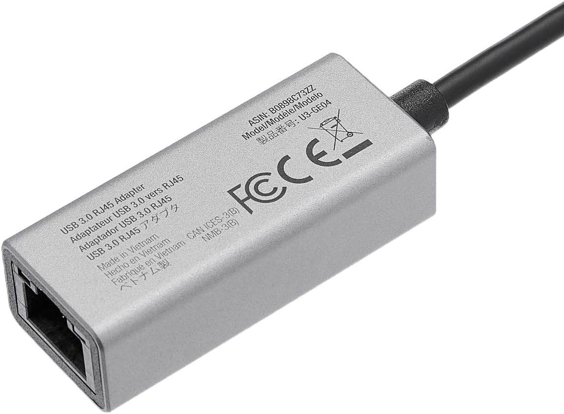 Detalle de Amazon Basics Aluminum Gigabit USB 3.0 to Ethernet Adapter