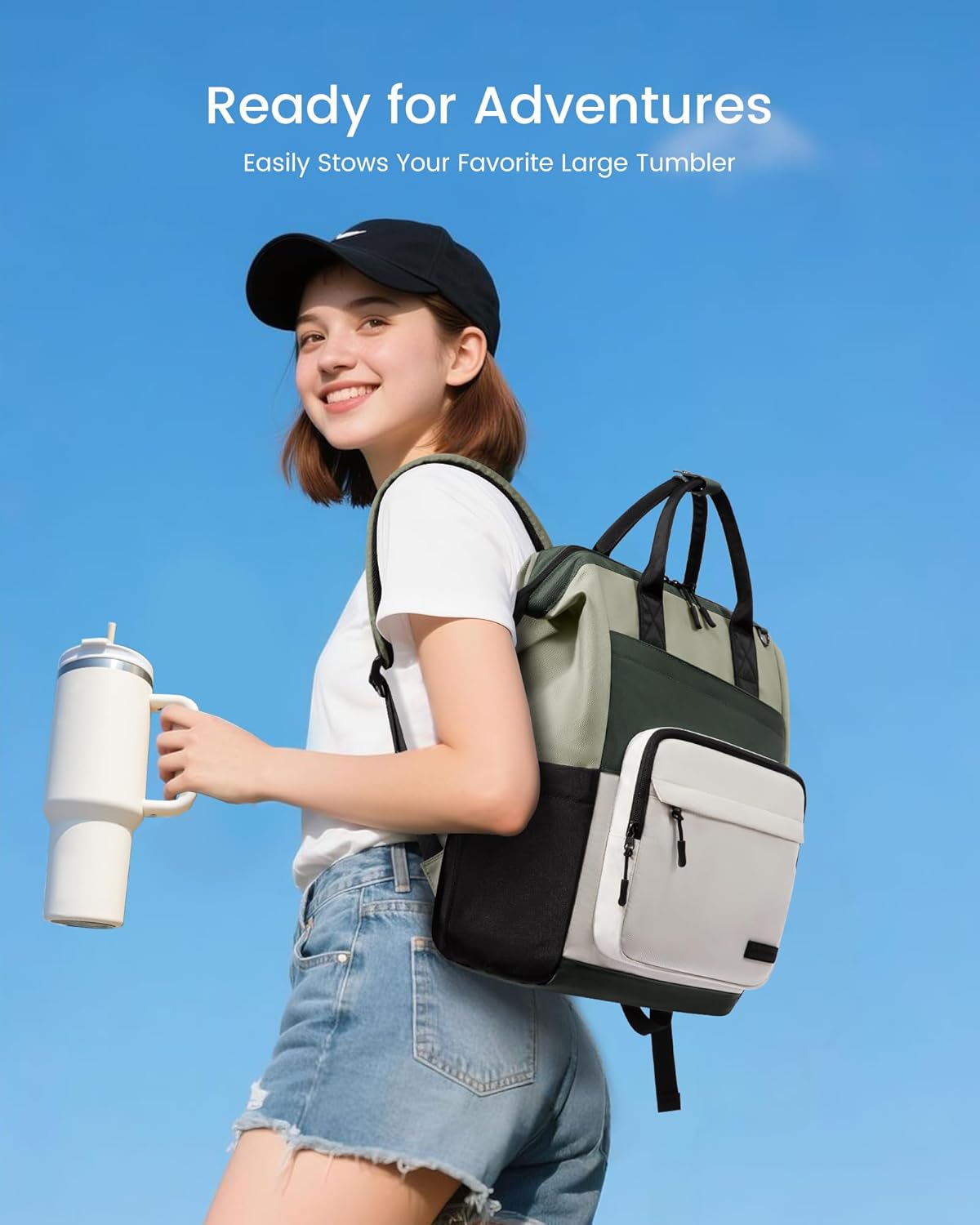Detalle 2 de LOVEVOOK Damen-Rucksack für 15,6-Zoll-Laptops – eleganter City- & Schulrucksack mit Organizer