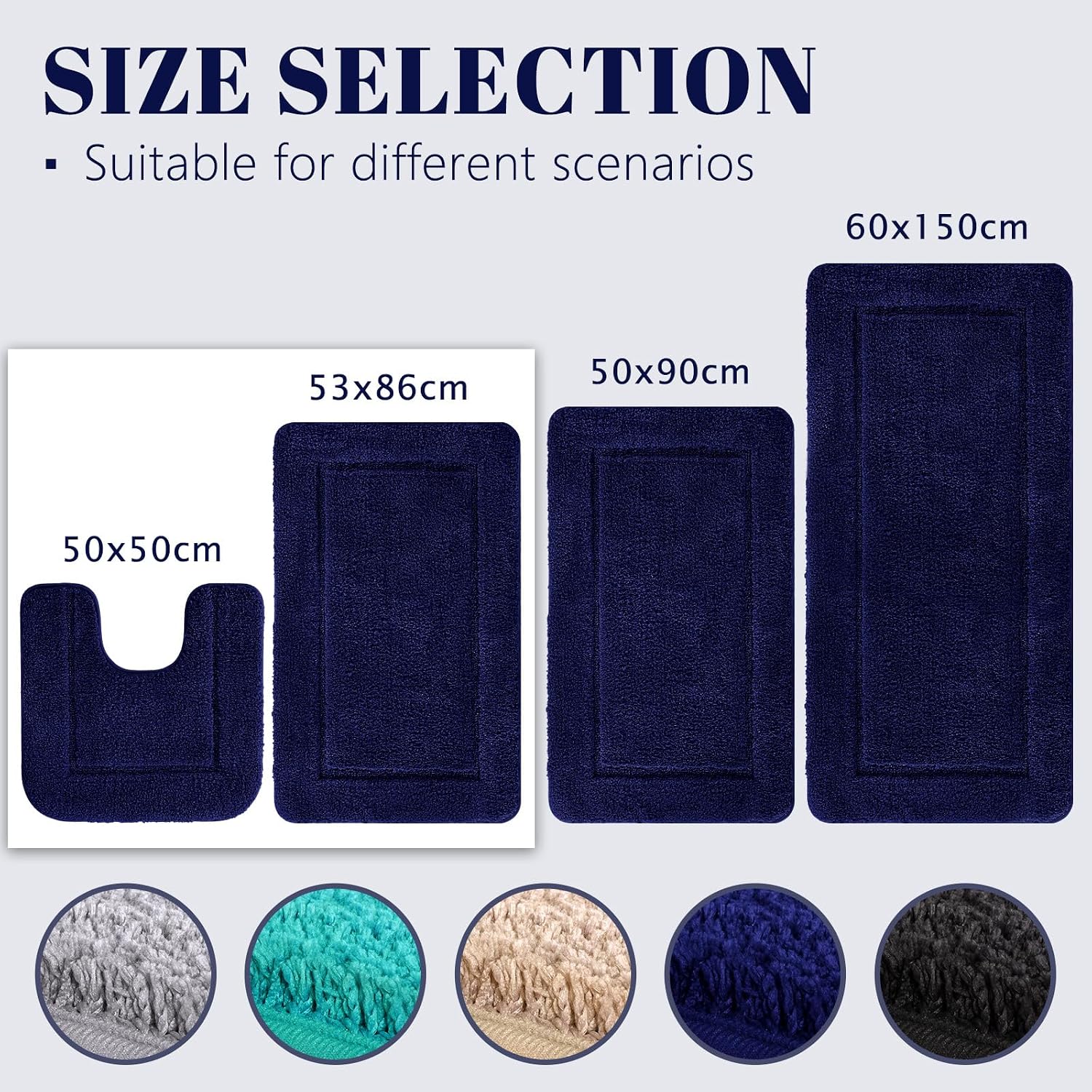 Thumbnail 1 de SOANNY Navy Blue Bath Mat 60x150 cm
