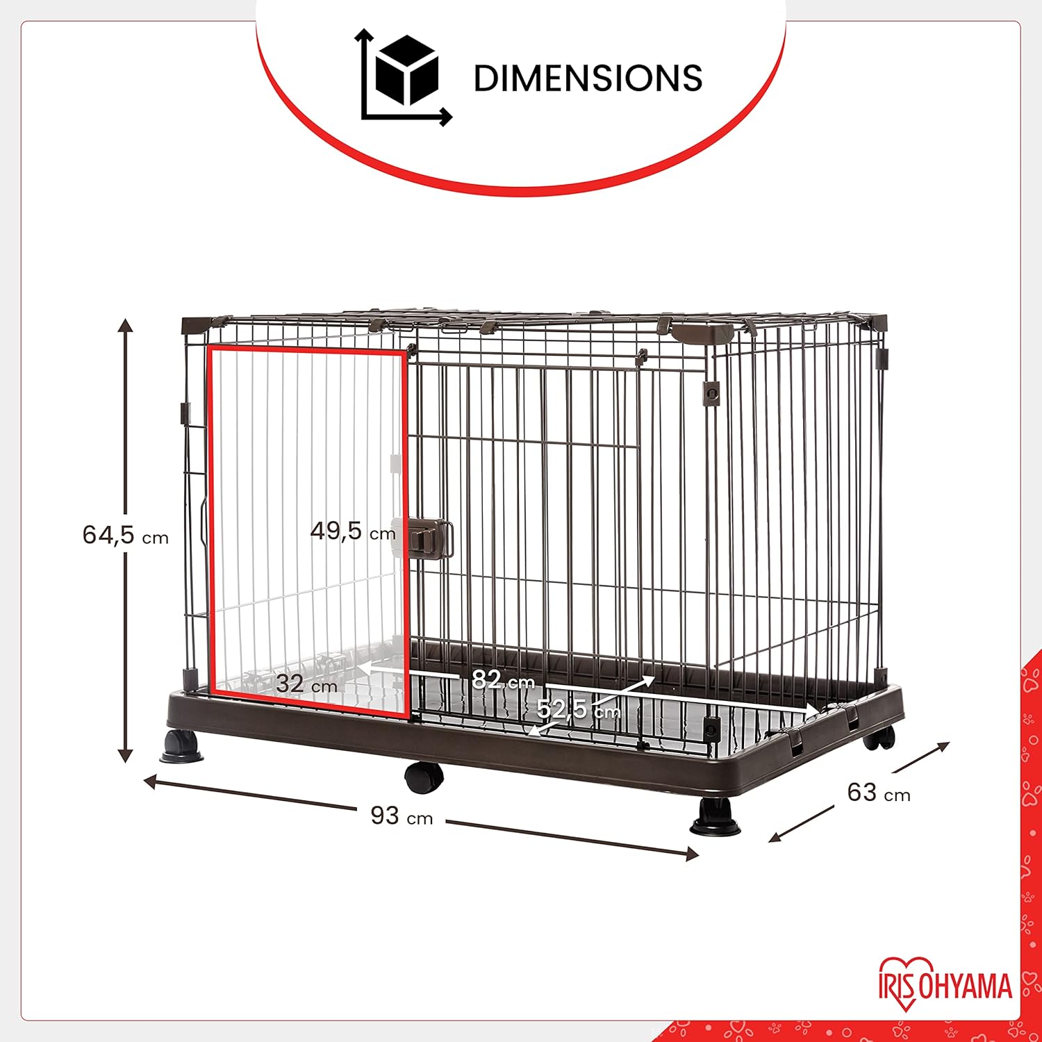 Thumbnail 2 de Iris Ohyama STS-600TY Estensione per recinto per cani con porta e serratura, marrone, con ruote