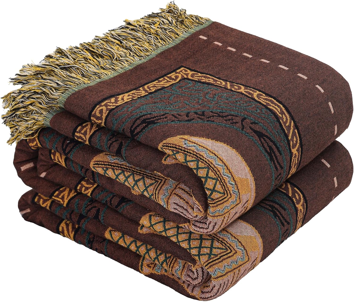 HOORDRY Boho Musselin-Decke aus 100% Baumwolle (doppelseitig) 200x230 cm – Elefantenaufdruck in Braun