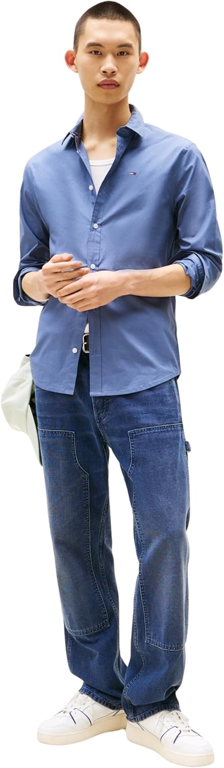 Thumbnail 2 de Tommy Jeans Camisa para hombre TJM Original de manga larga en azul Blue Moment (talla S)