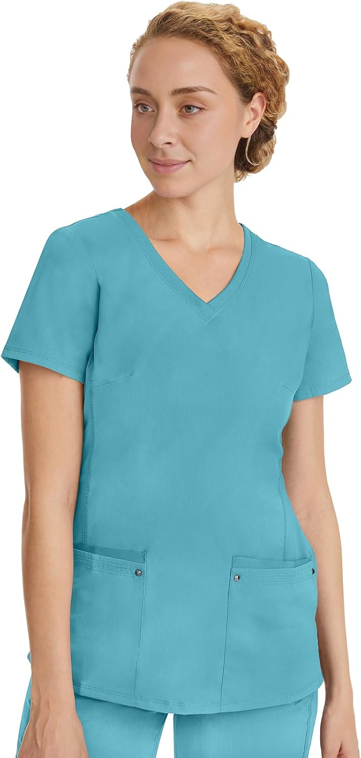 Thumbnail 1 de Healing Hands Women's Scrub Top V-Neck with 2 Pockets, 2-Way Stretch, and Yoga Knit Side Panels for Slim Fit - 2245