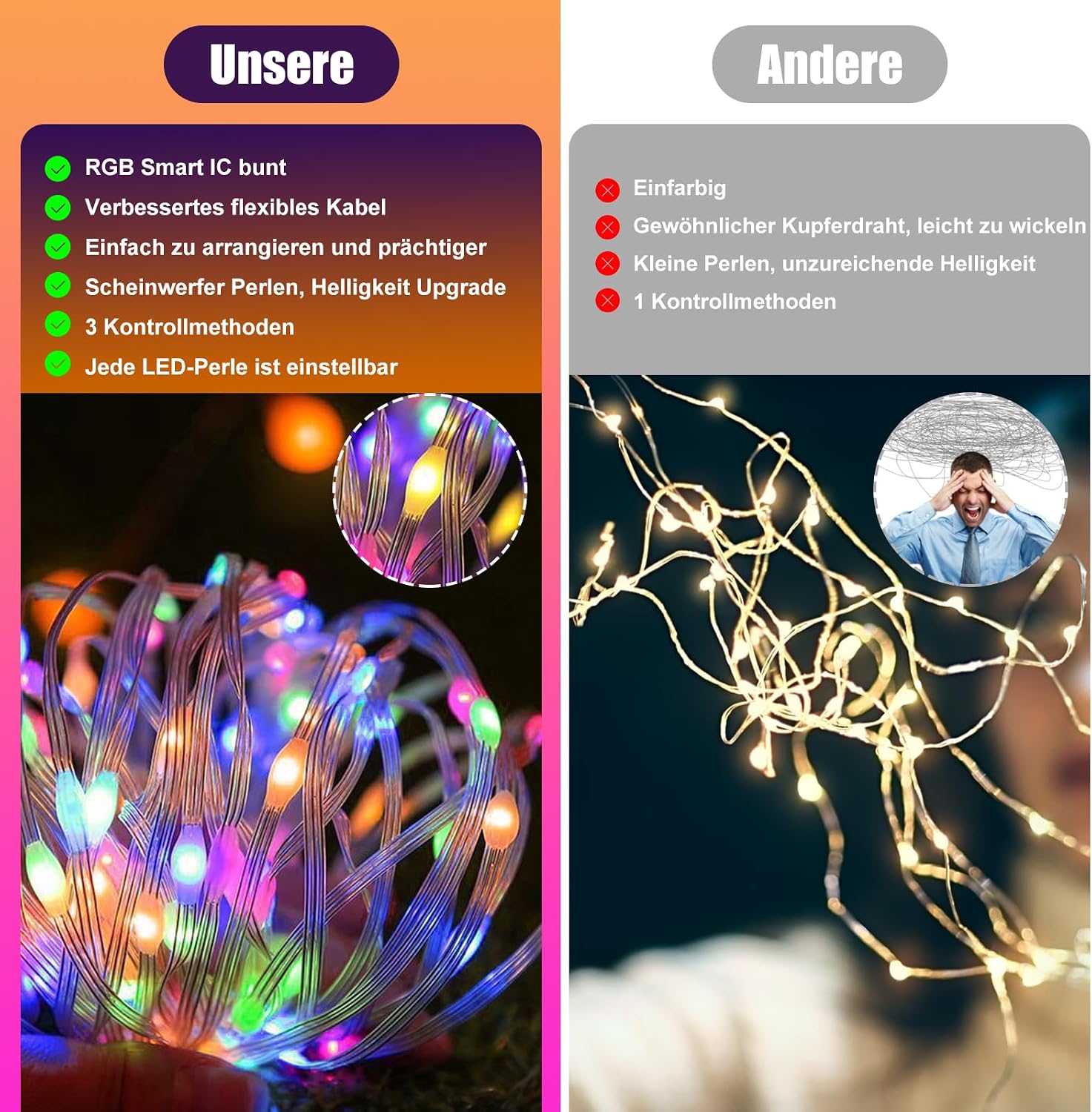 Thumbnail 4 de Electight NLSLA2-20M smart ljusslinga, 20 m, 200 LED och appstyrning